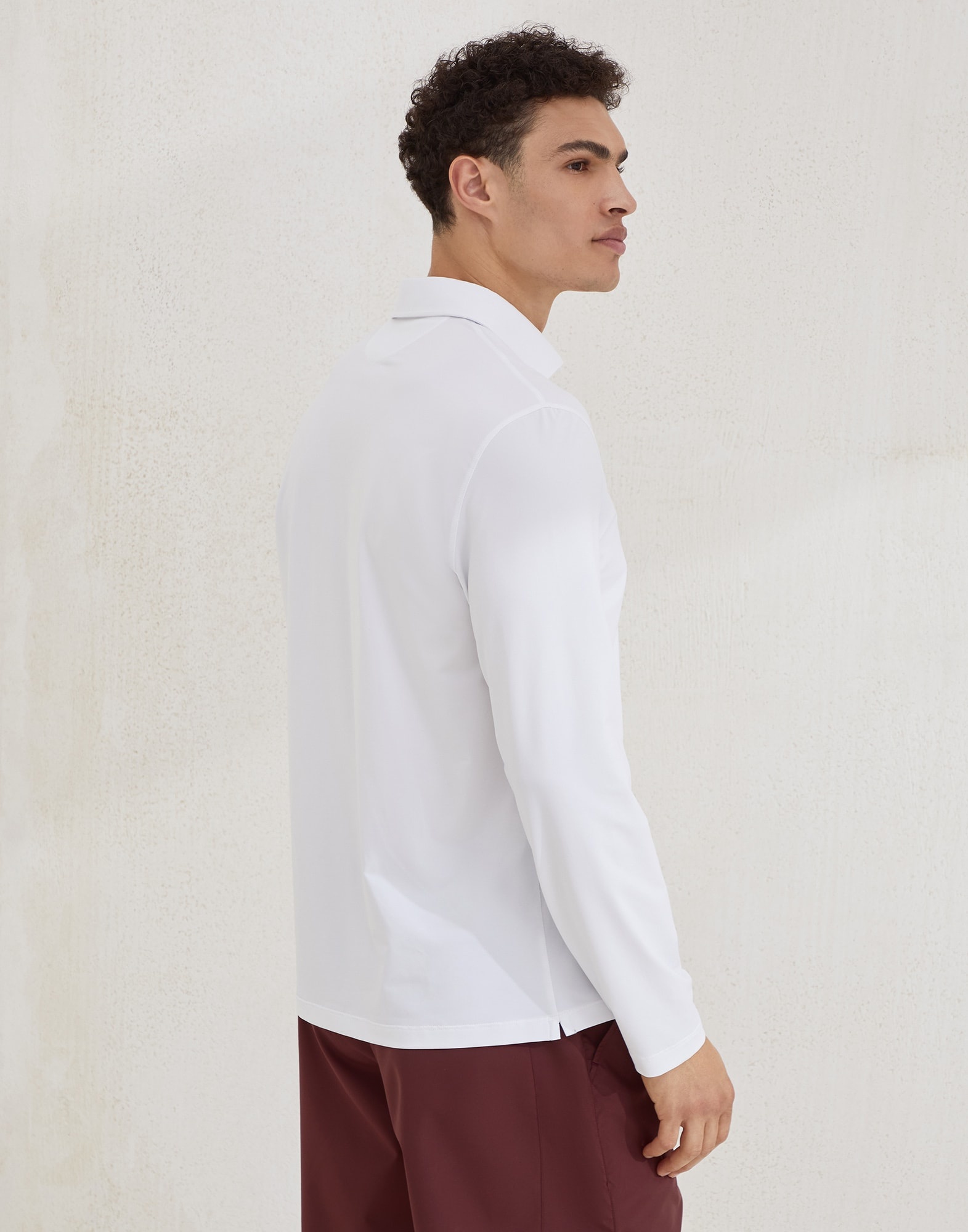 Comfort nylon long sleeve polo shirt with shirt-style collar and logo - 2