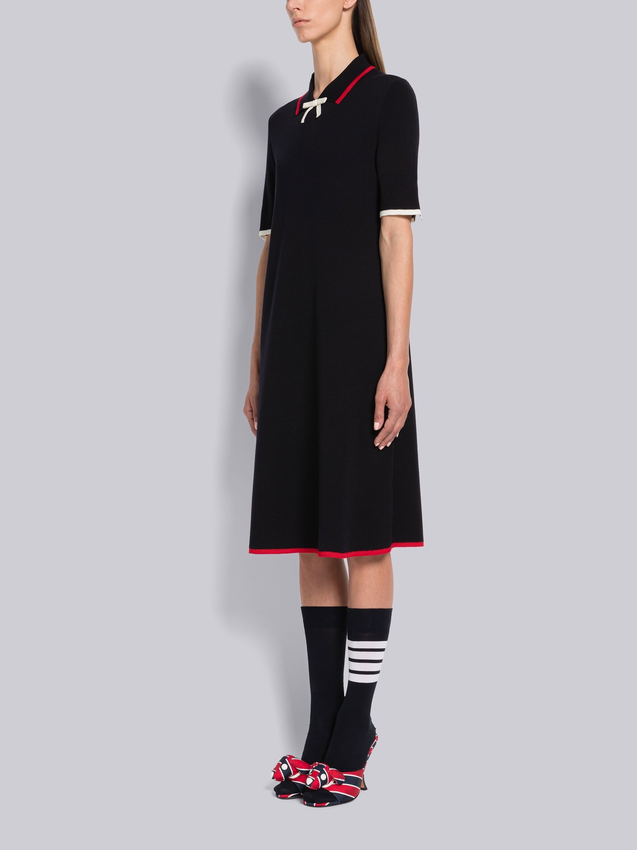 Milano Stitch Merino Tipping A-Line Polo Dress - 2