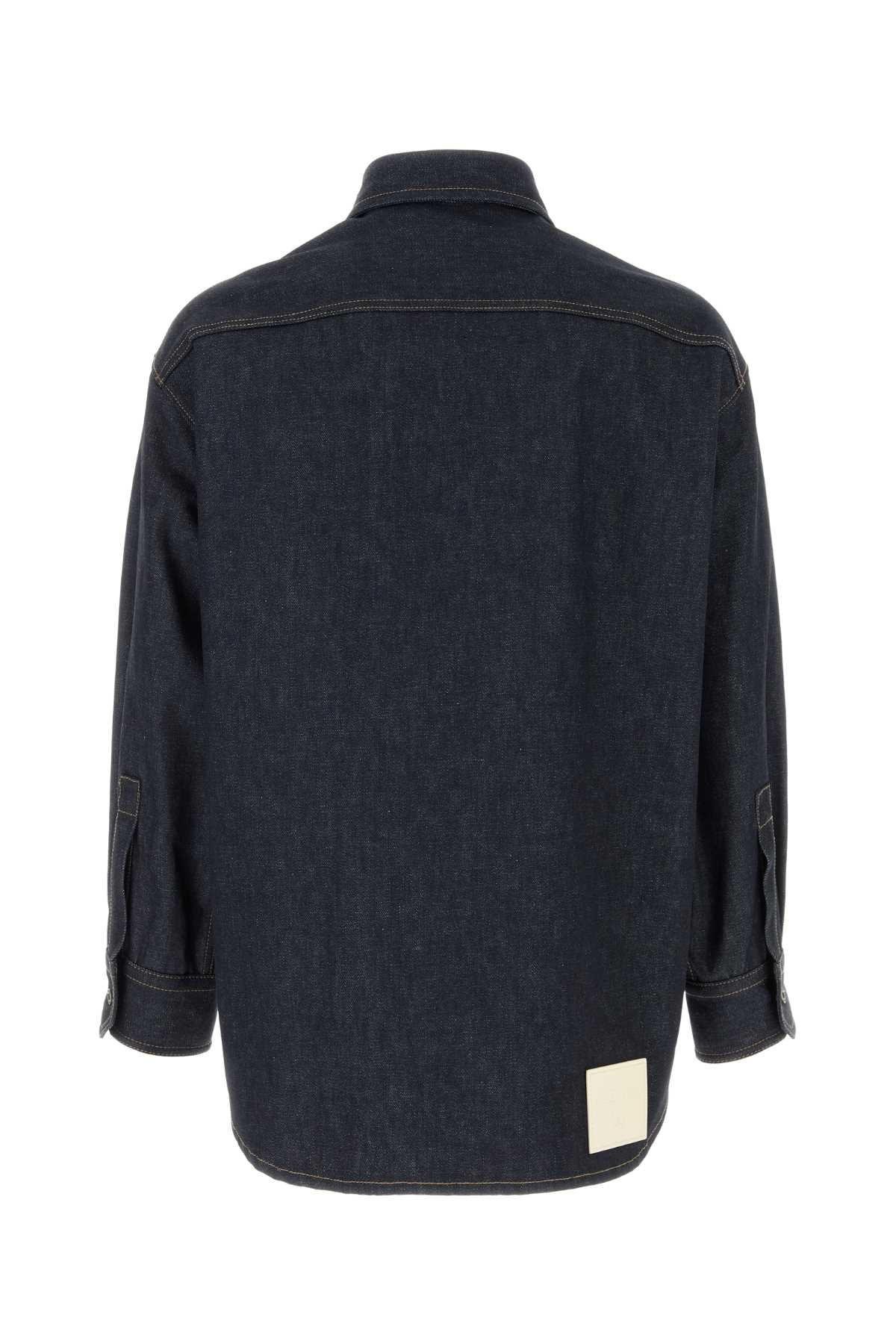 Valentino Garavani Men Dark Blue Denim Oversize Shirt - 2