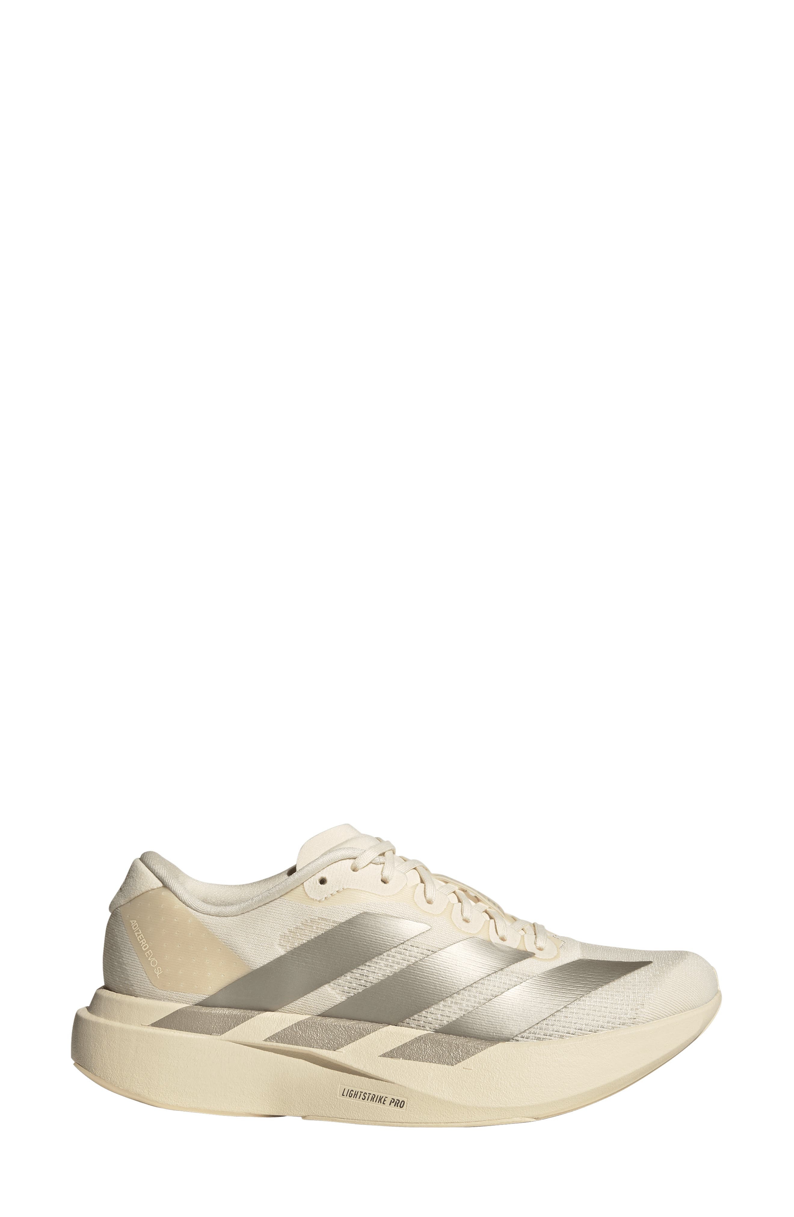 adidas Adizero Evo SL Running Shoe in White/Cyber Metallic/Vanilla at Nordstrom - 3