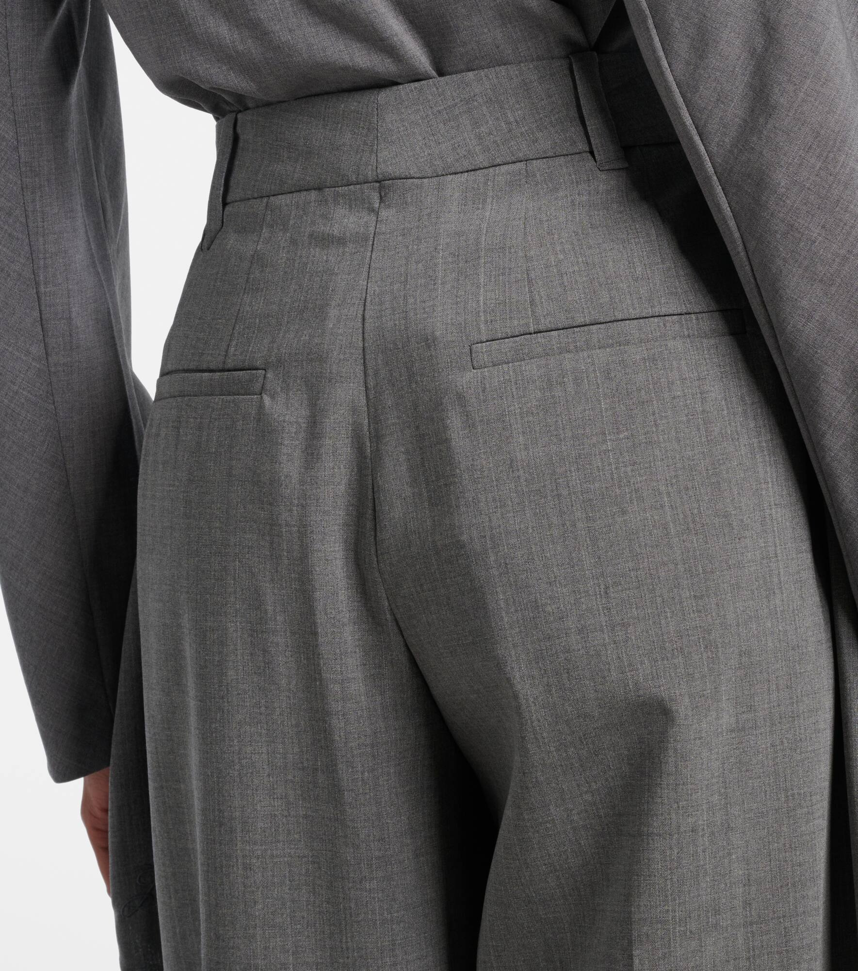Pleated wool wide-leg pants - 5