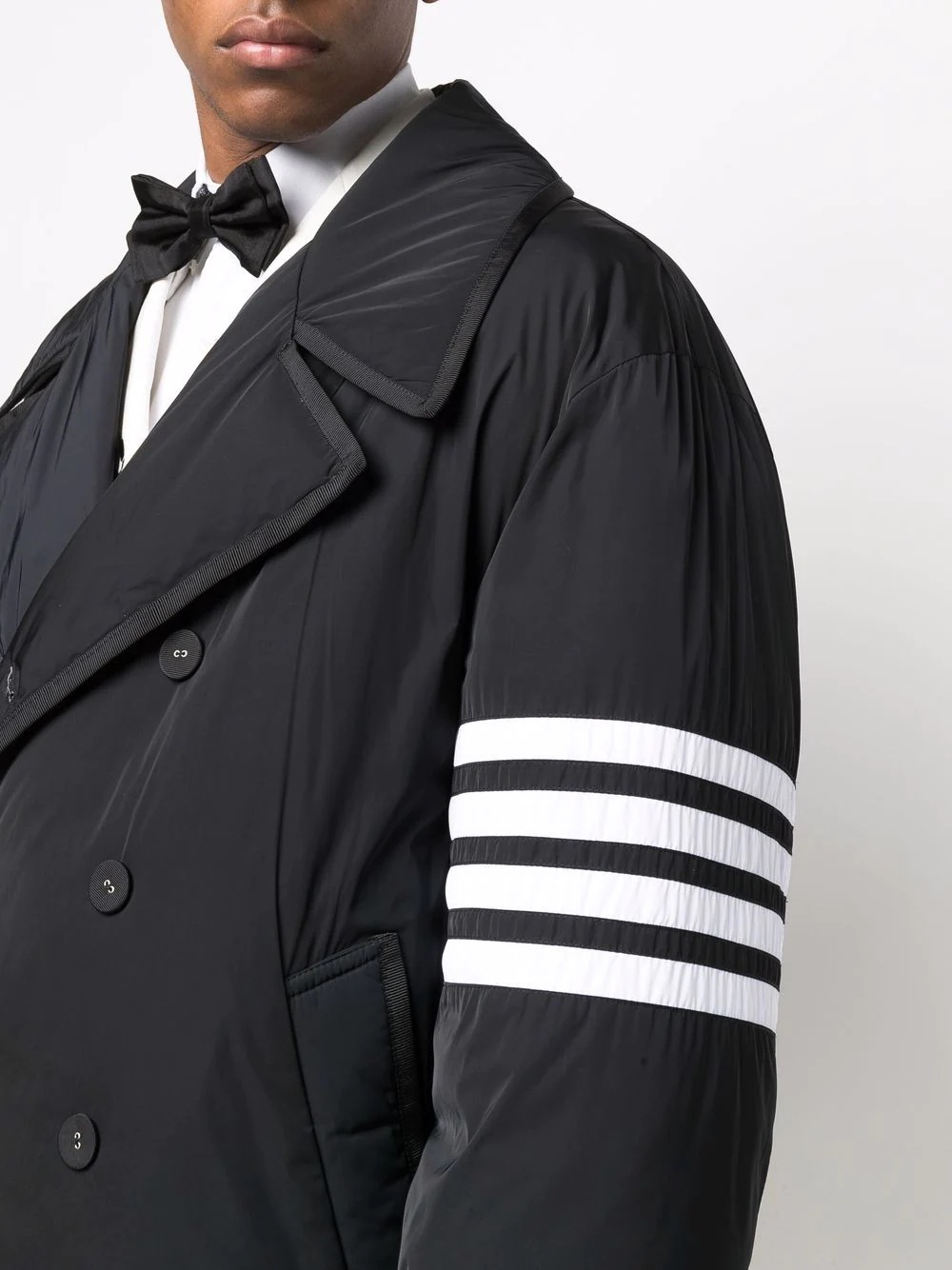 down-feather 4-Bar stripe peacoat - 5