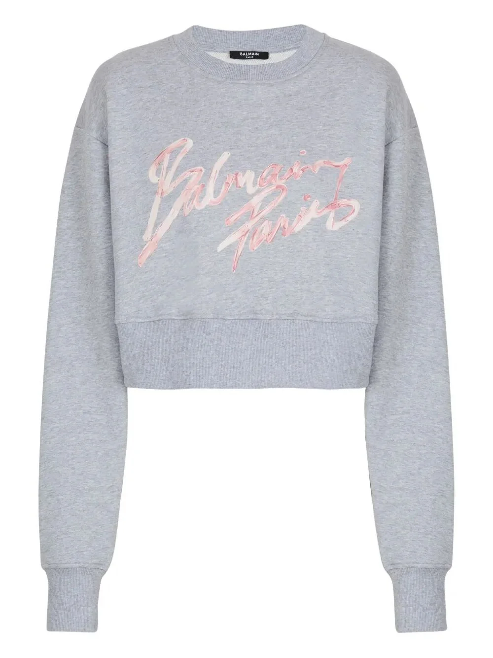 "Balmain Paris" Cropped Roundneck Sweater - 1