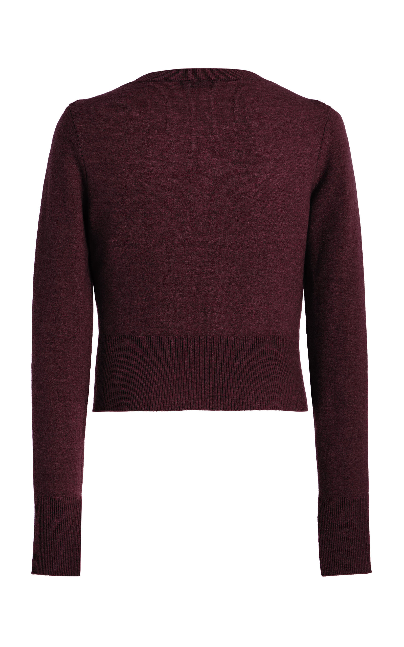 Cropped Embroidered Knit Cardigan burgundy - 5