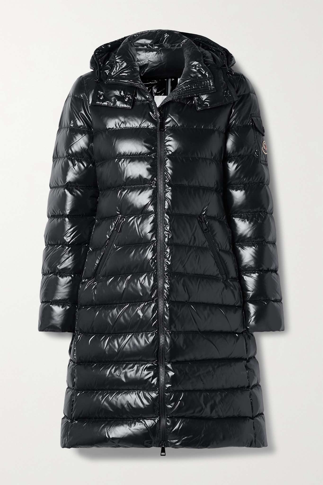 Moka hooded quilted glossed-shell down coat - 1