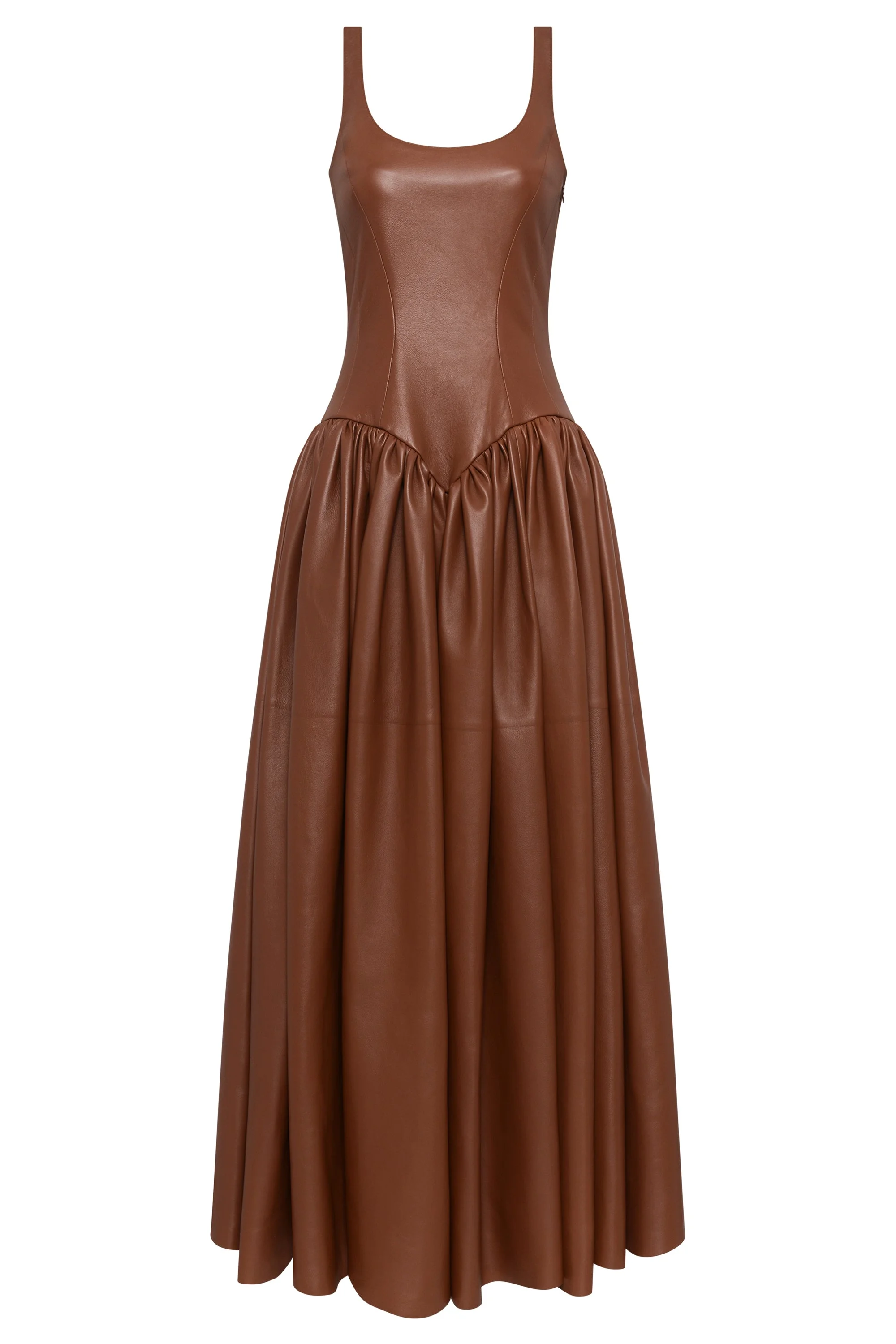 Isai Maxi Dress In Cognac Nappa Leather - 1