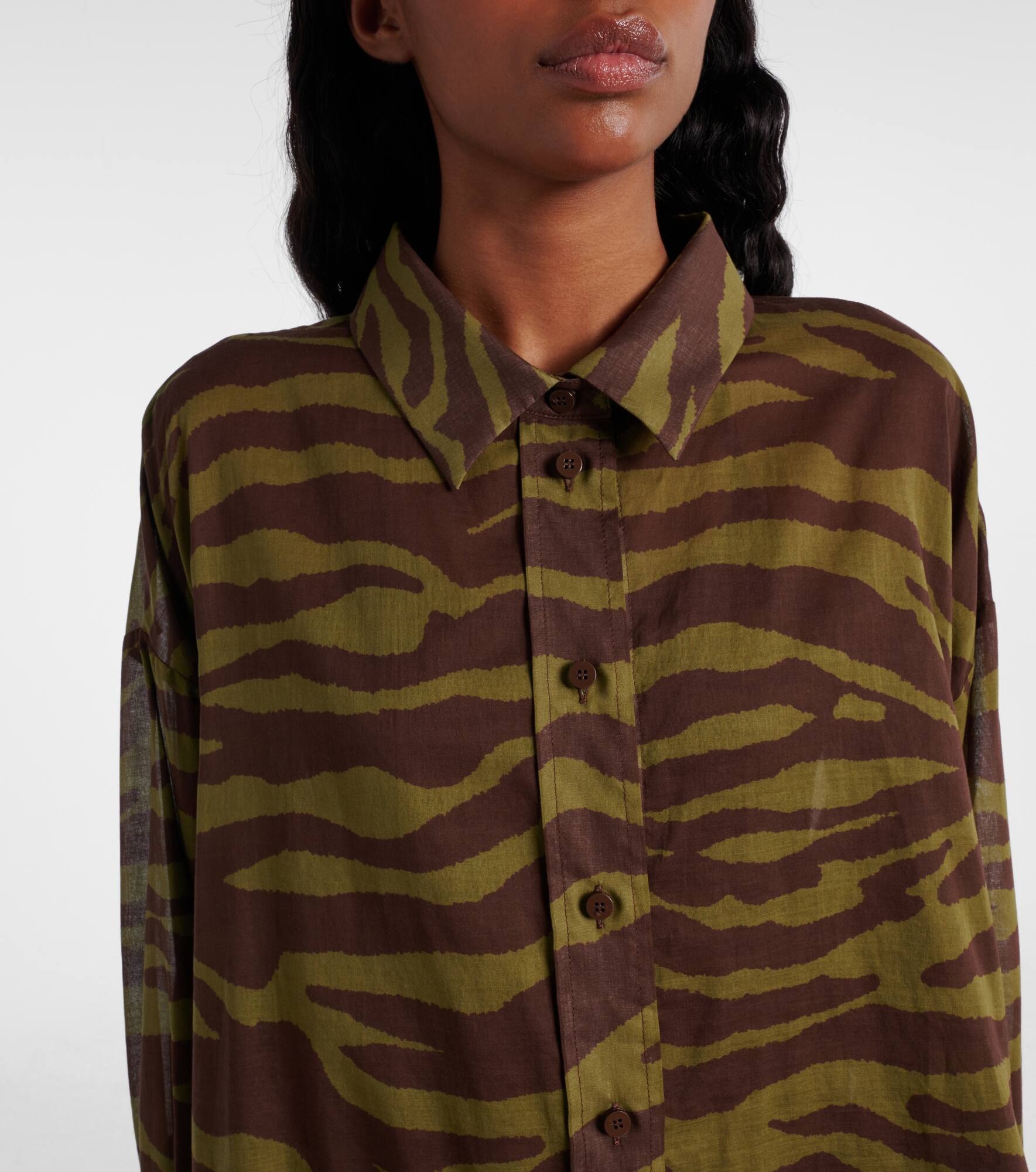 Zebra-print cotton muslin shirt - 4