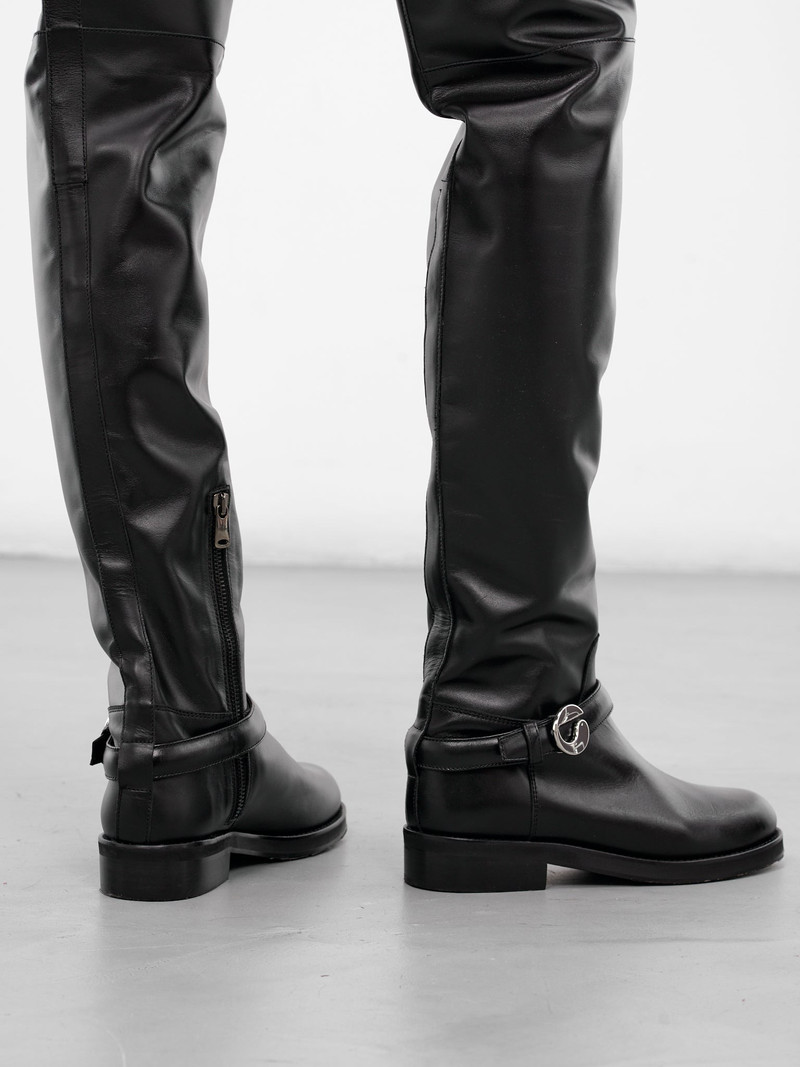 COPERNI Black Leather High Cavalier Boots outlook