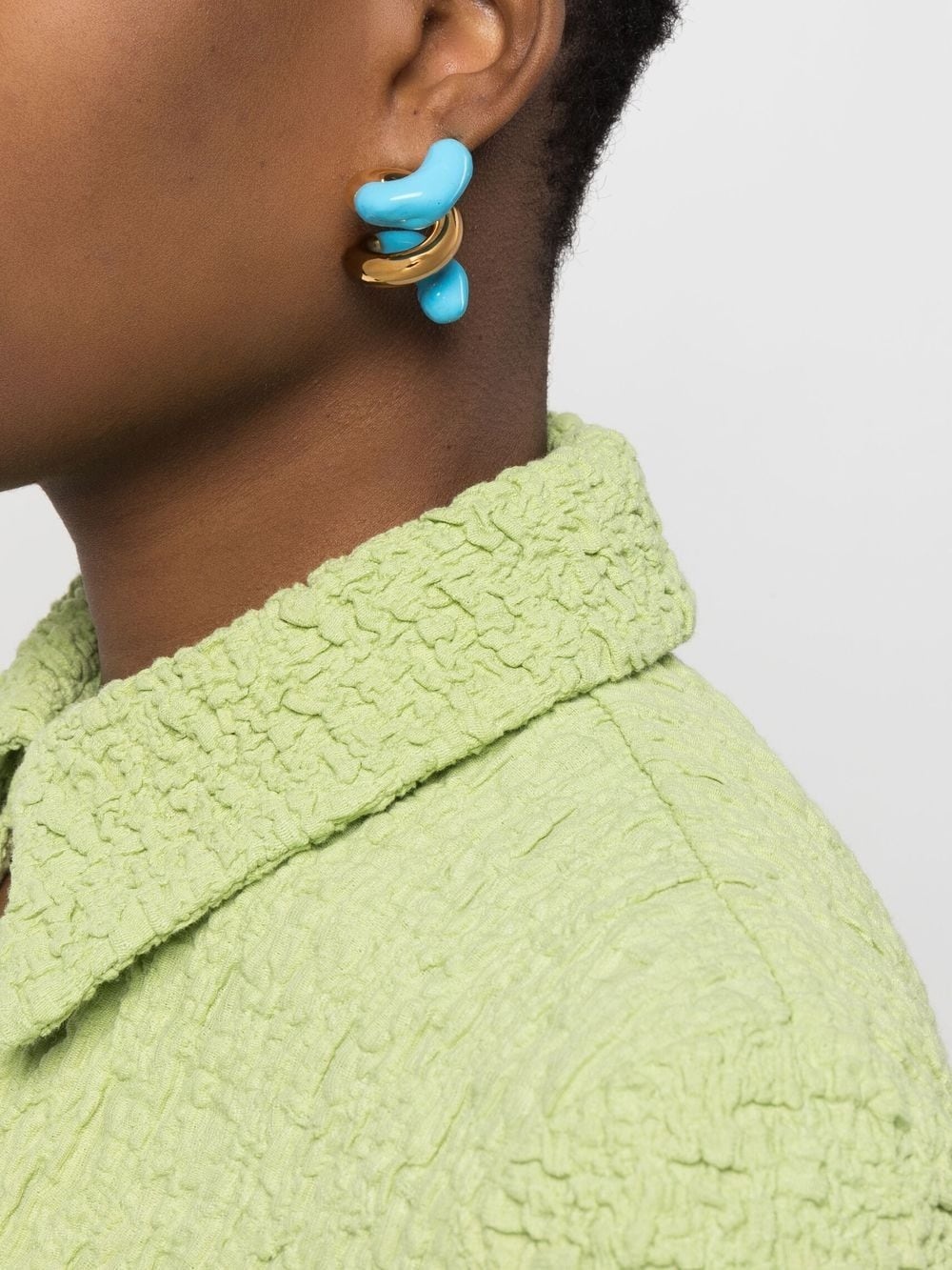 small rubberized curly earrings - 2