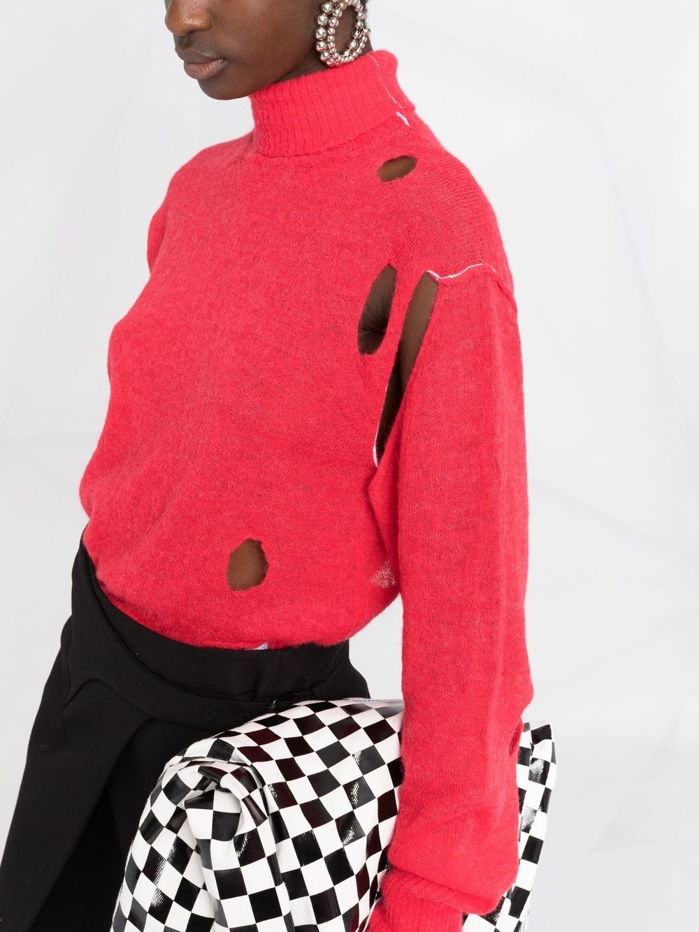 distressed-effect high-neck jumper - 3