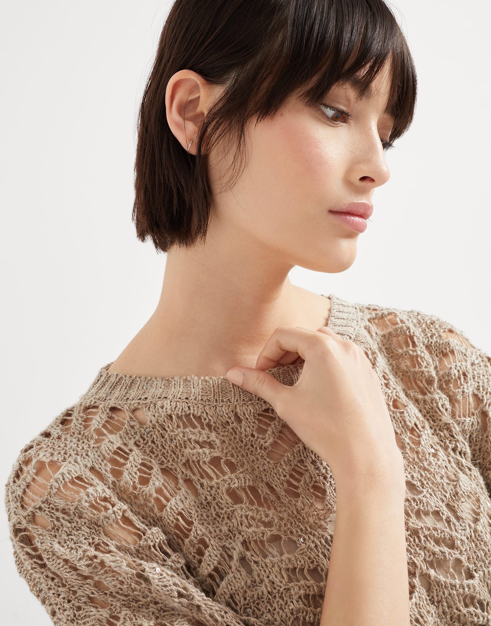 Foliage lace knit poncho in linen and silk Diamond yarn - 3