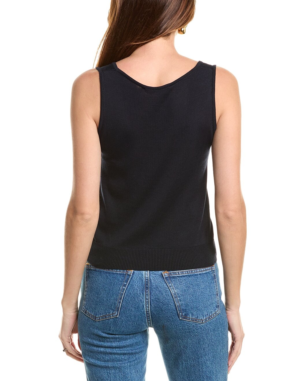 Oscar de la Renta Jewel Neck Silk-Blend Tank - 2