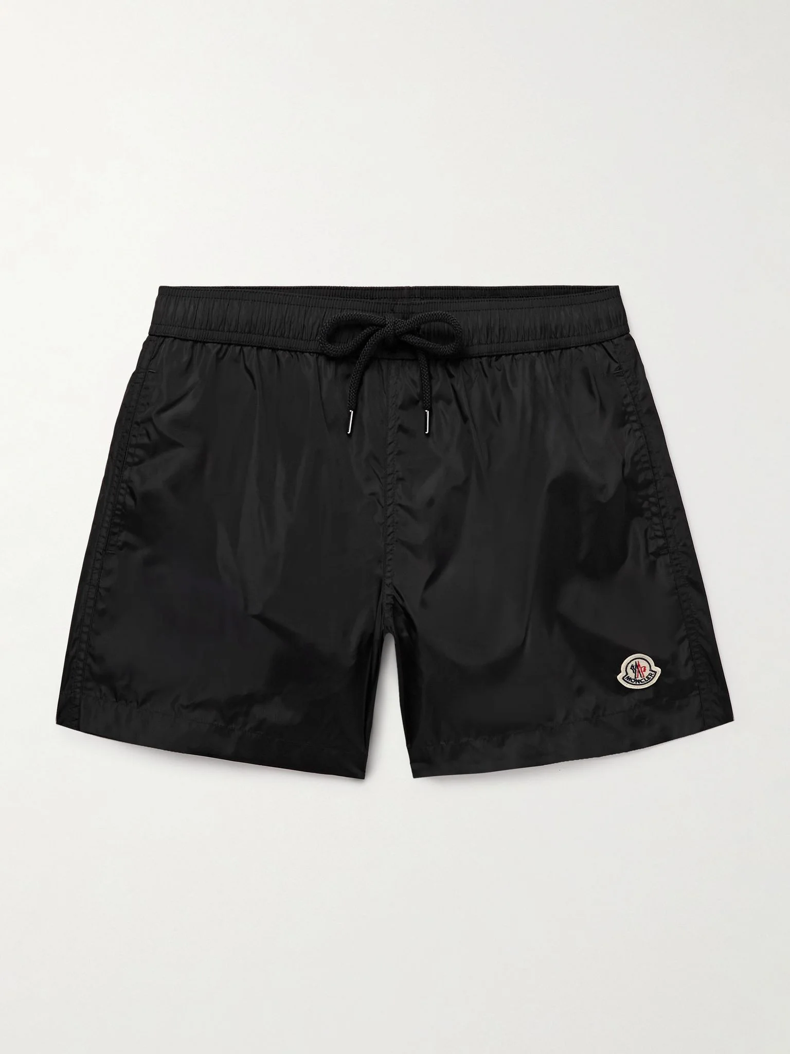 Straight-Leg Mid-Length Logo-Appliquéd Swim Shorts Black - 1