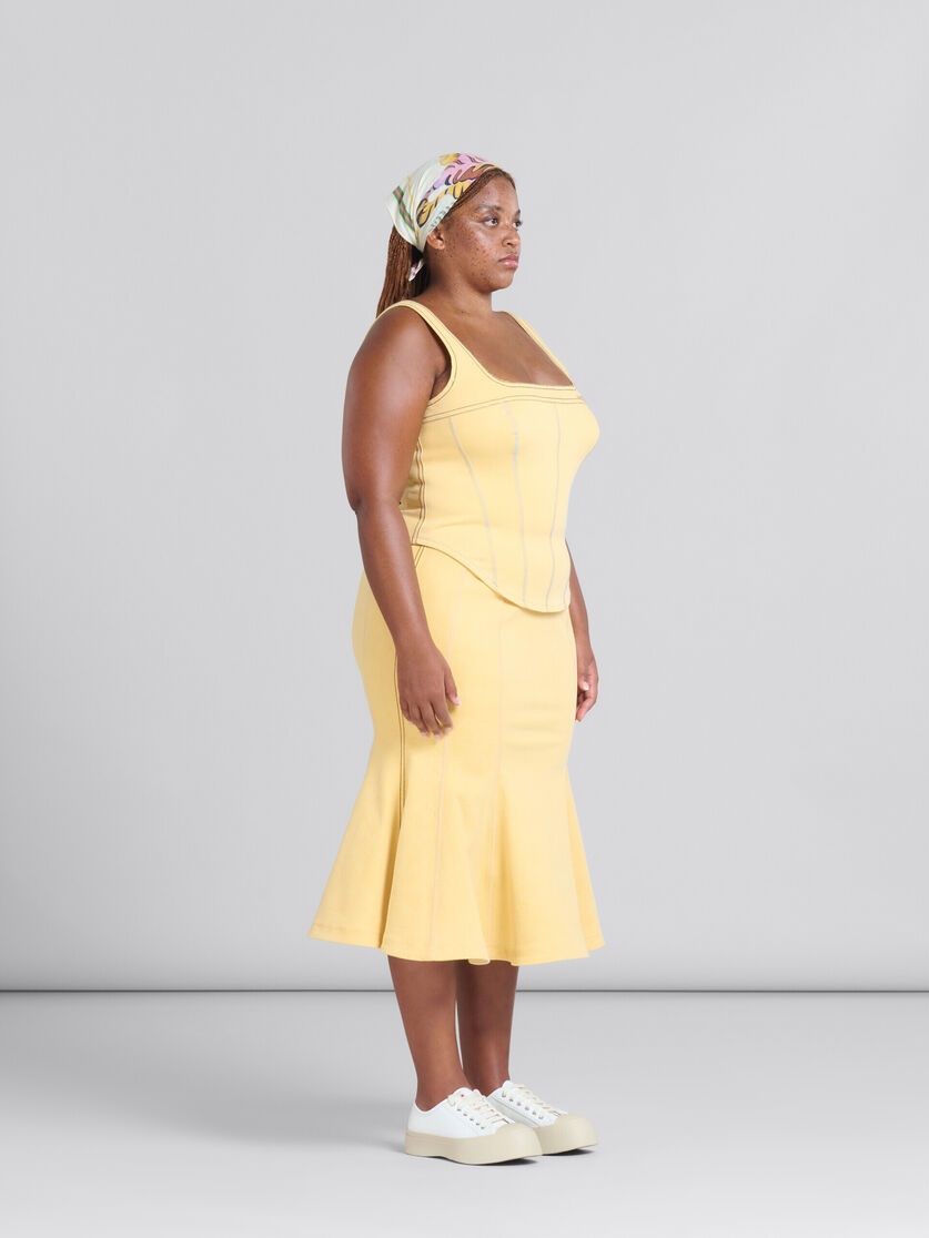 YELLOW ORGANIC DENIM MERMAID SKIRT WITH CONTRAST STITCHING - 5