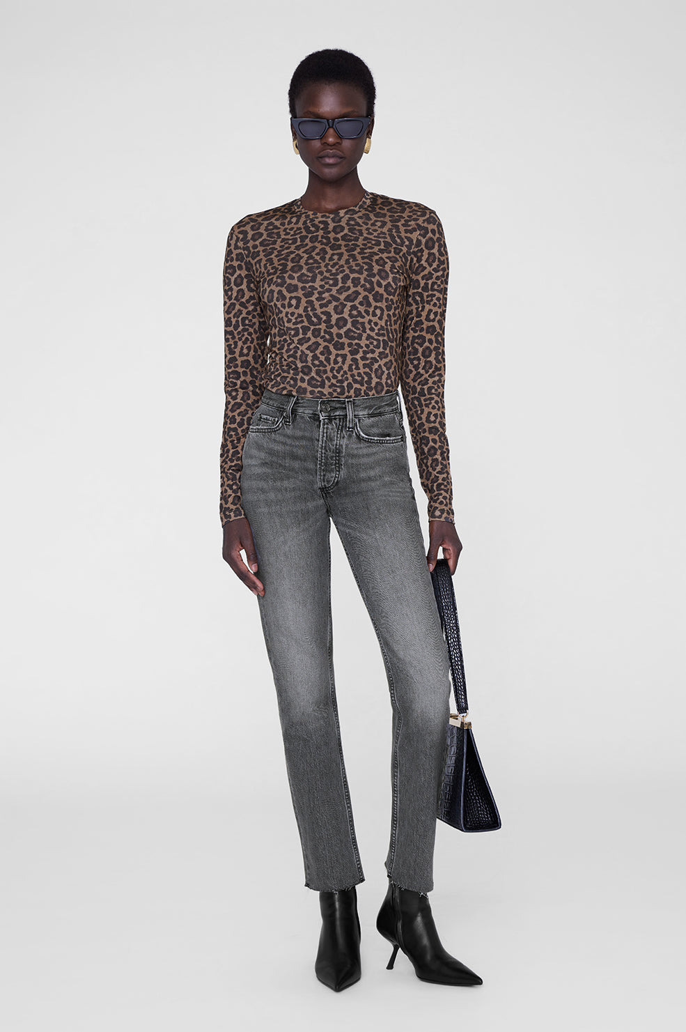 Sylvie Long Sleeve Tee - Black And Brown Leopard - 2