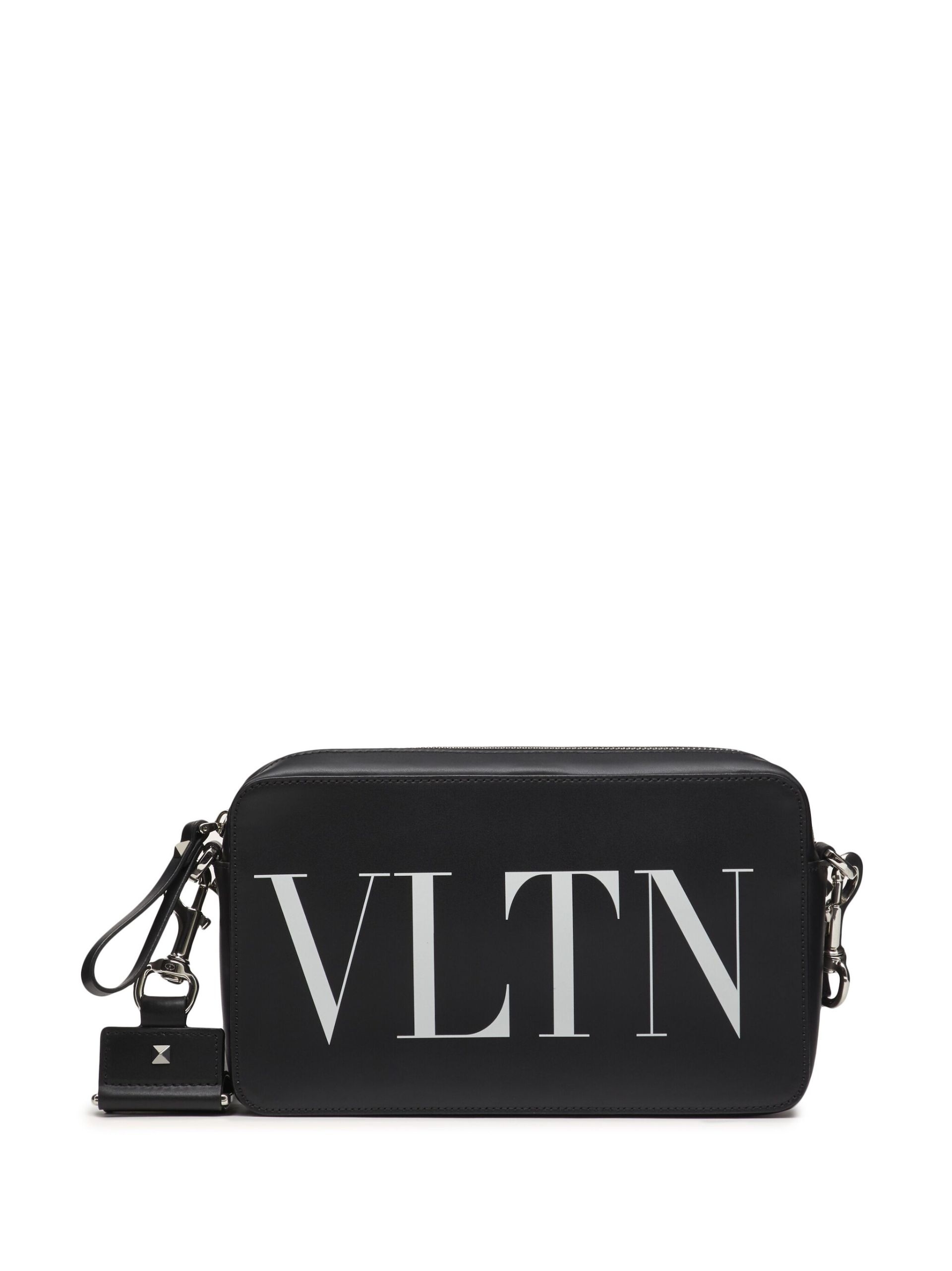 Black VLTN Leather Messenger Bag - 1