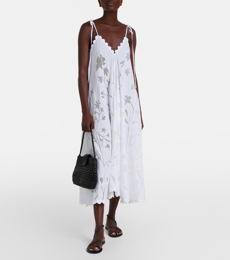 juliet dunn Embroidered scalloped cotton midi dress outlook