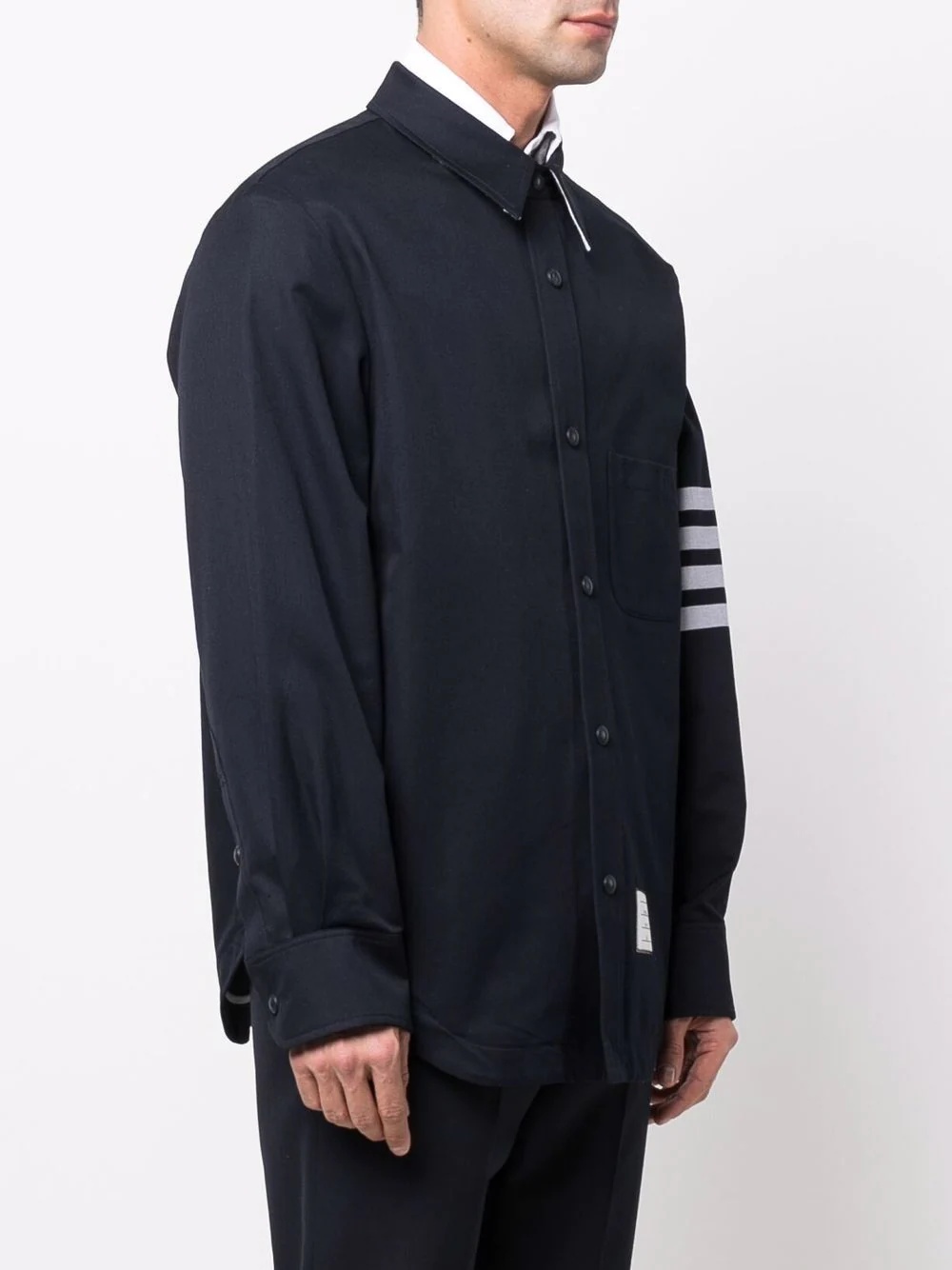 4-Bar stripe logo-patch shirt jacket - 3