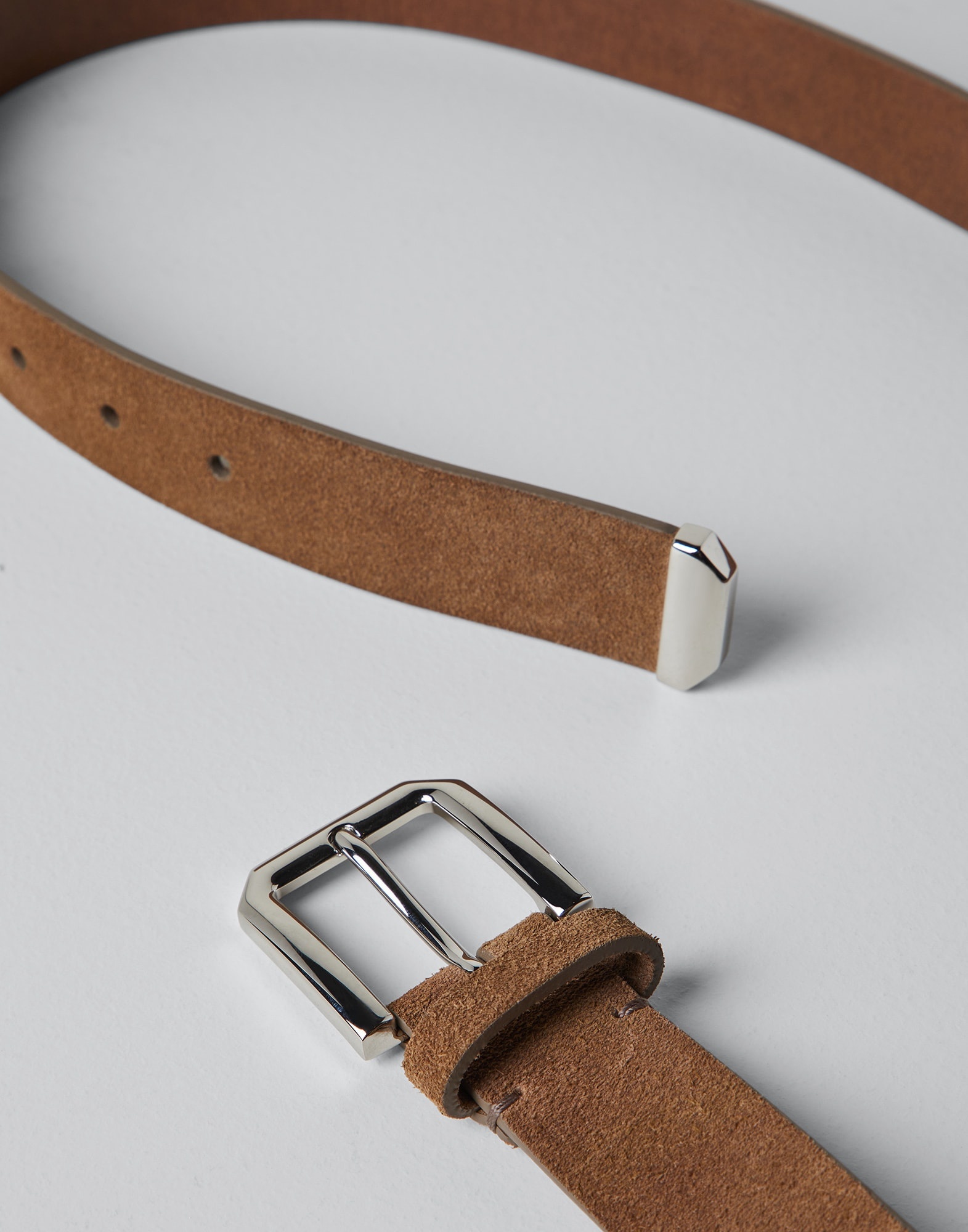 Reversed leather belt with square buckle and tip - 2