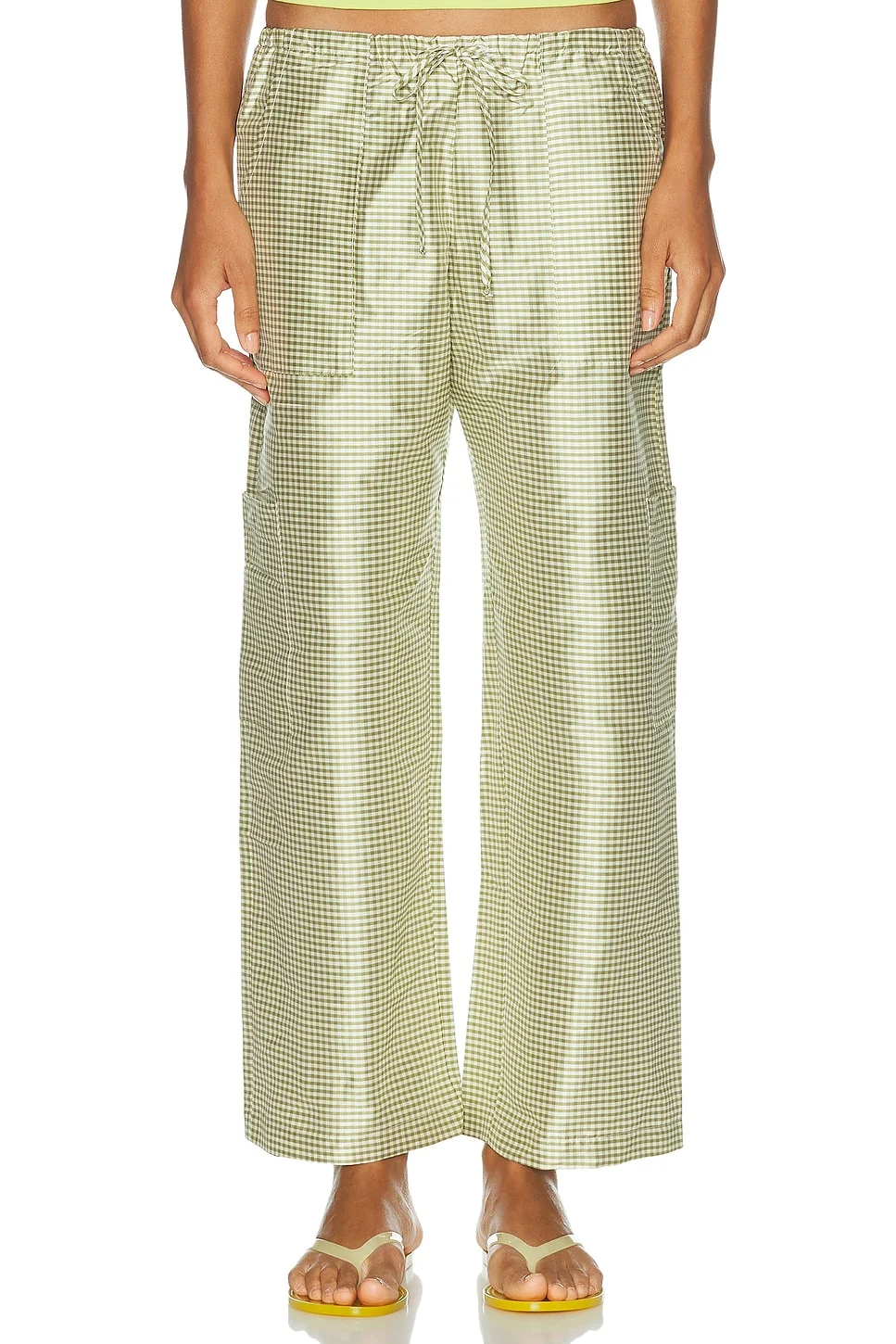 The Taffeta Gingham Drawstring Cargo Pant - 1