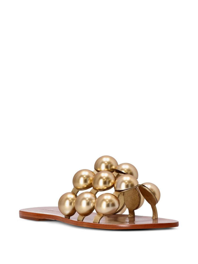 FARM RIO beads-embellished leather sandals outlook