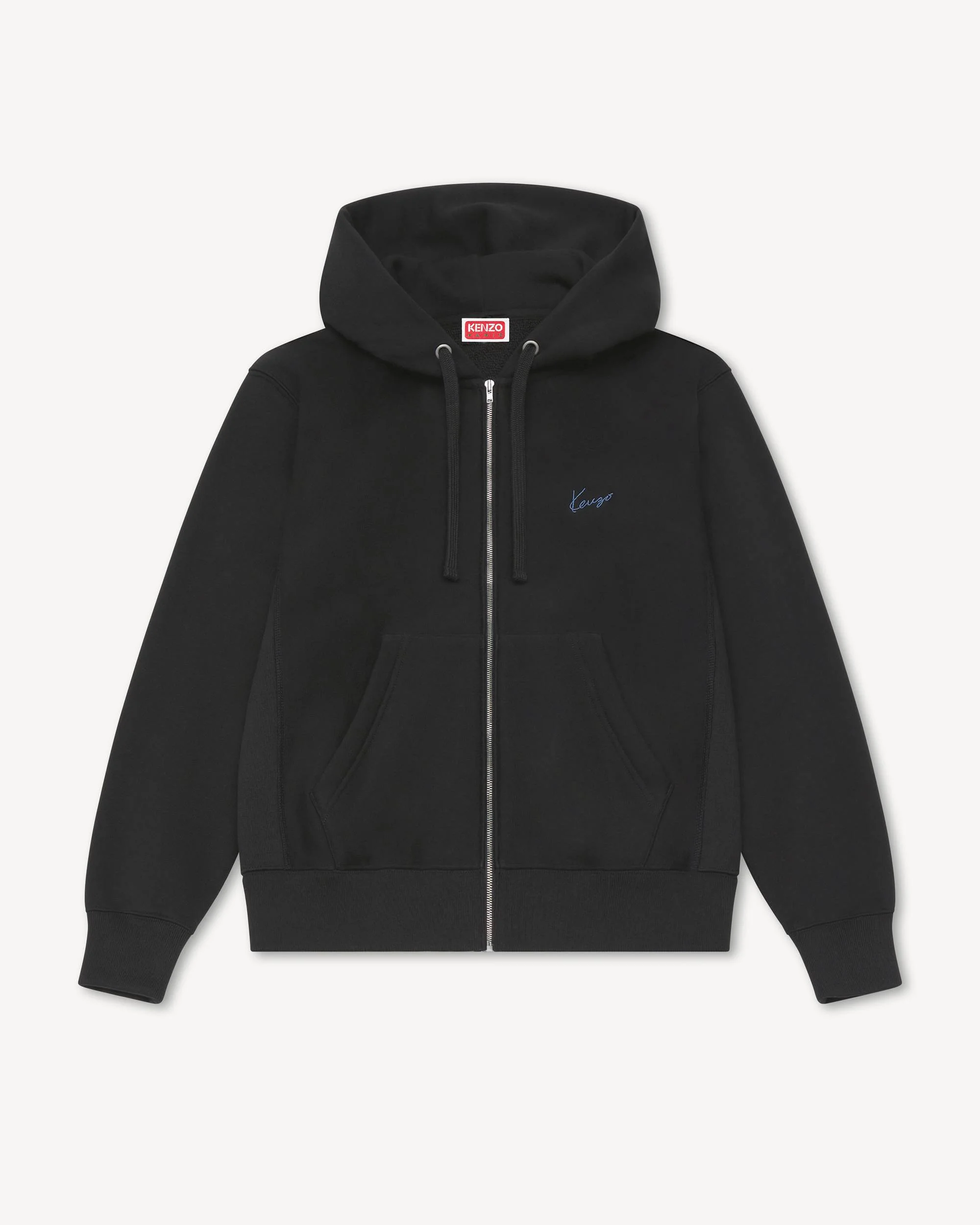 'KENZO Signature' embroidered zip-up hoodie in cotton - 1