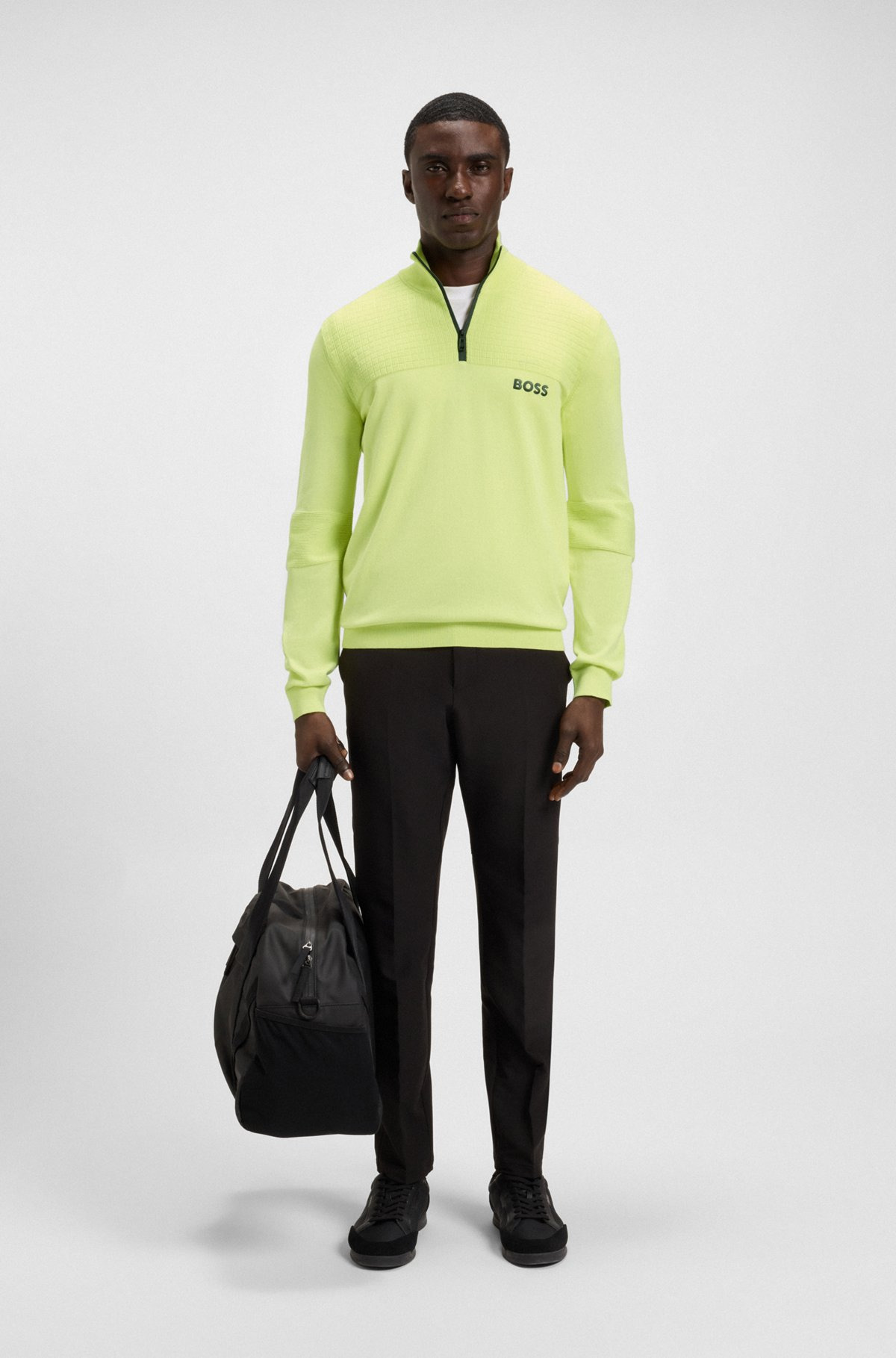 WATER-REPELLENT COTTON SWEATER WITH ZIP NECK - 4