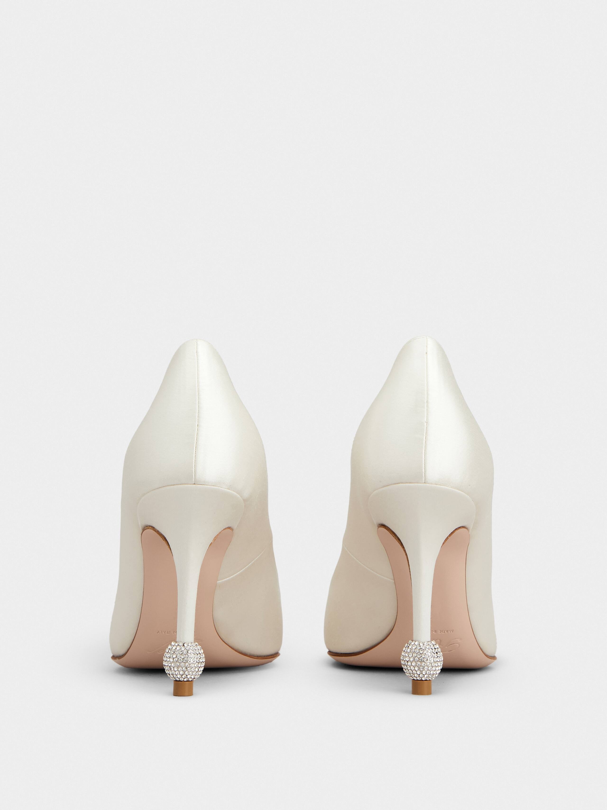 Jewel Heel Pumps in satin - 5