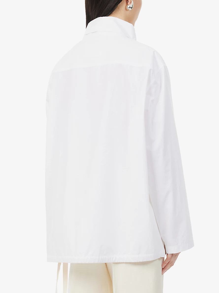 High-neck cotton-poplin shirt - 4