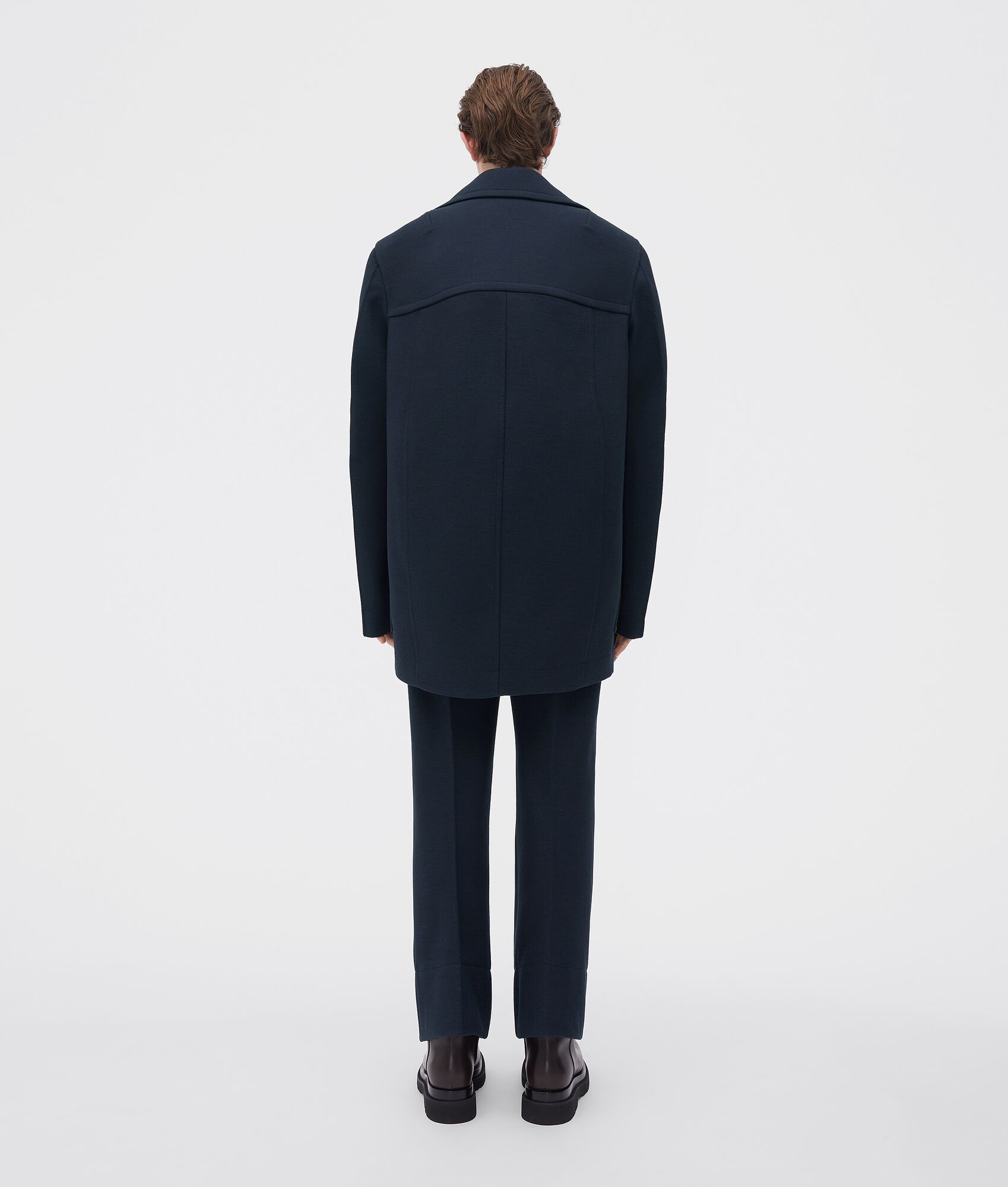 curved shape double wool coat - 3