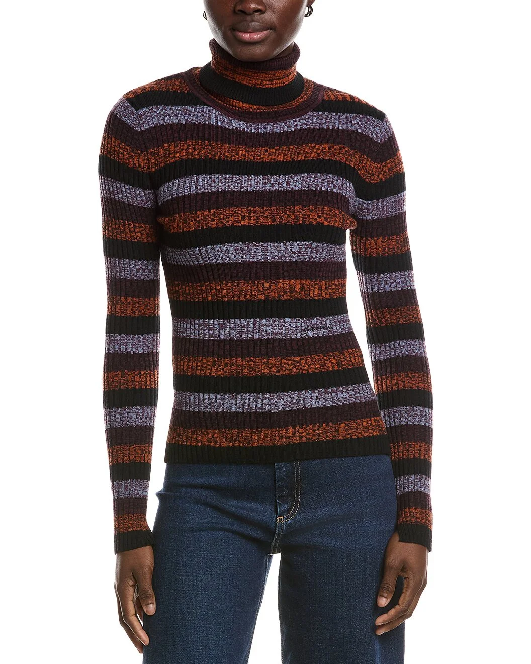 GANNI Sprayed Merino Wool Rib Open Back Sweater - 1