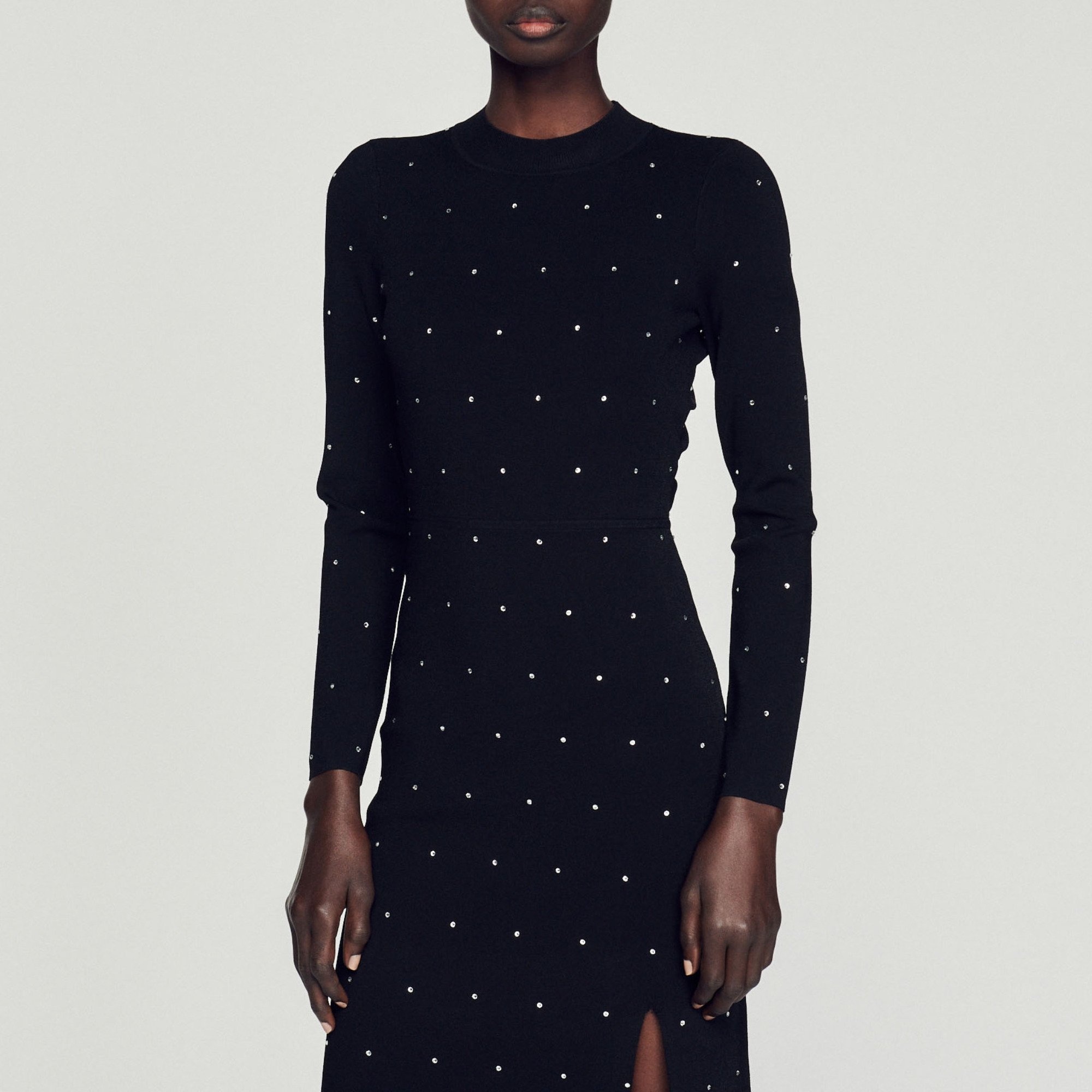 Long slit rhinestone dress - 5