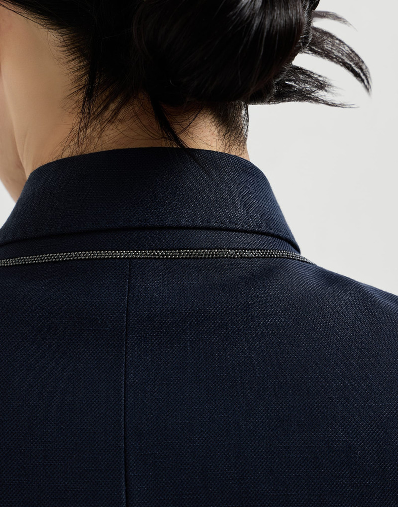 Viscose and linen fluid twill blazer with monili 4