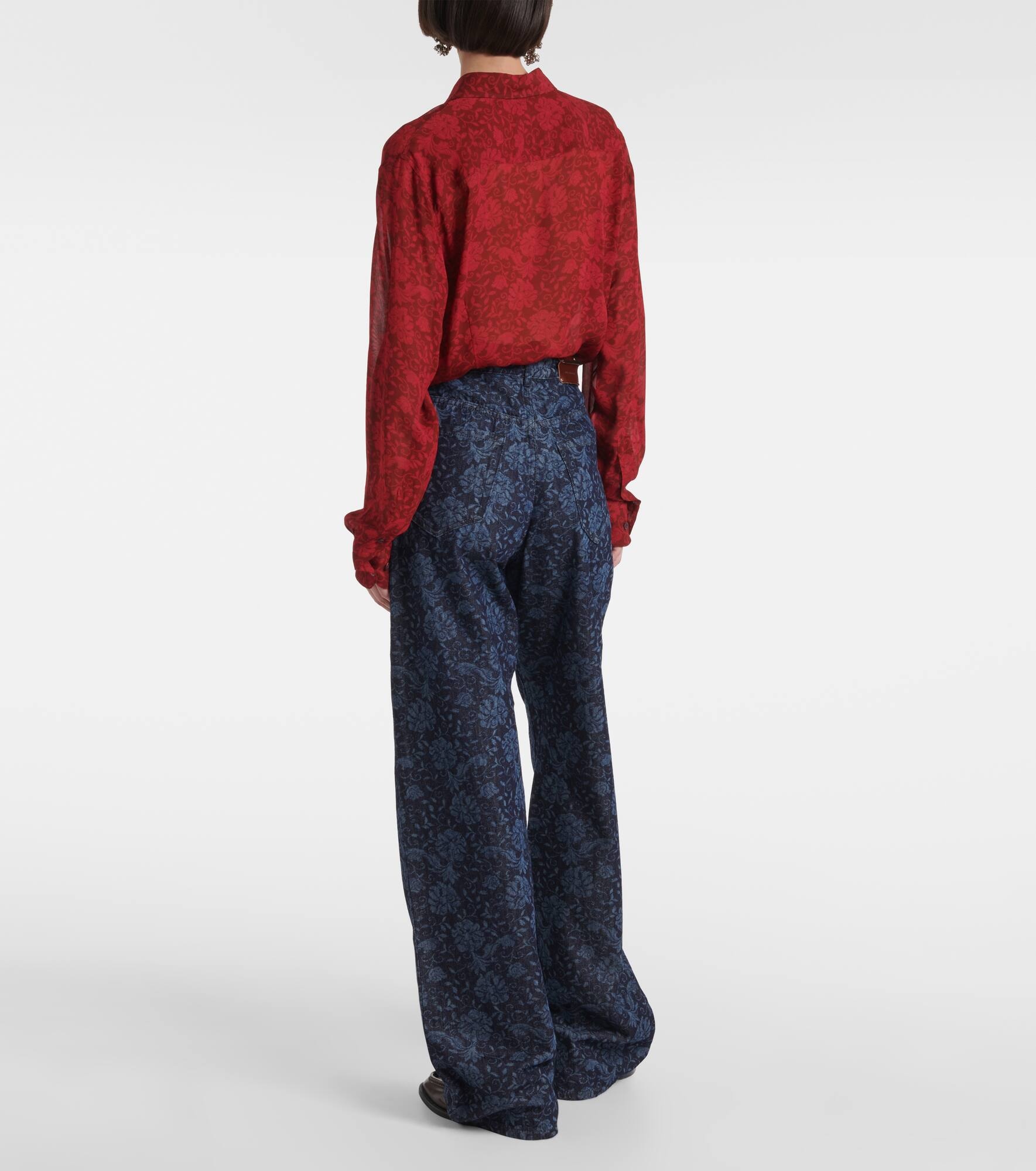 Floral printed wide-leg jeans - 3