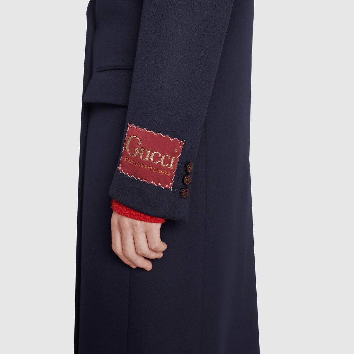 Wool coat with Gucci label - 6