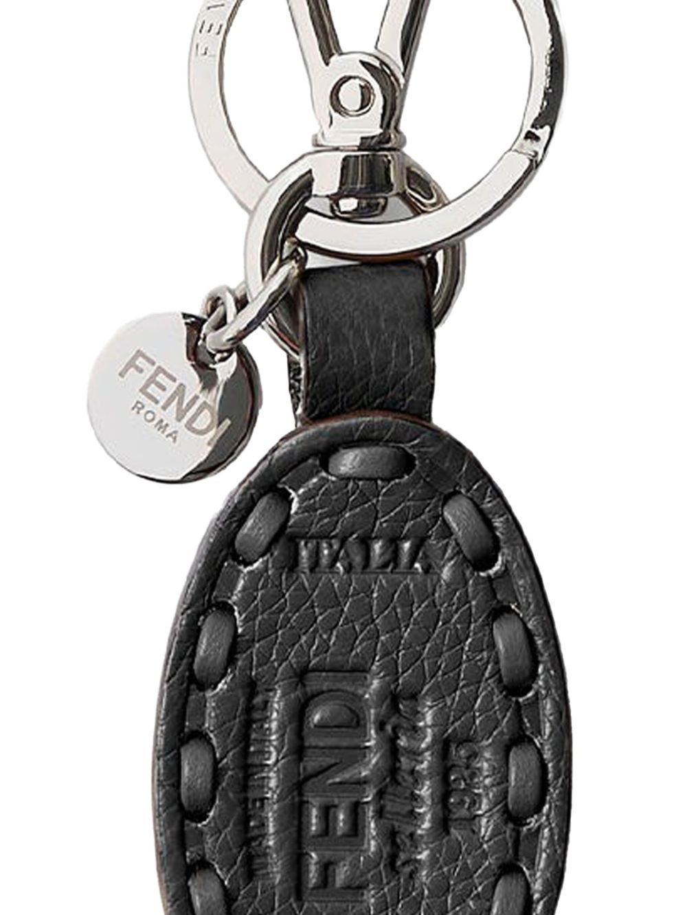 oval-frame leather keyring - 2