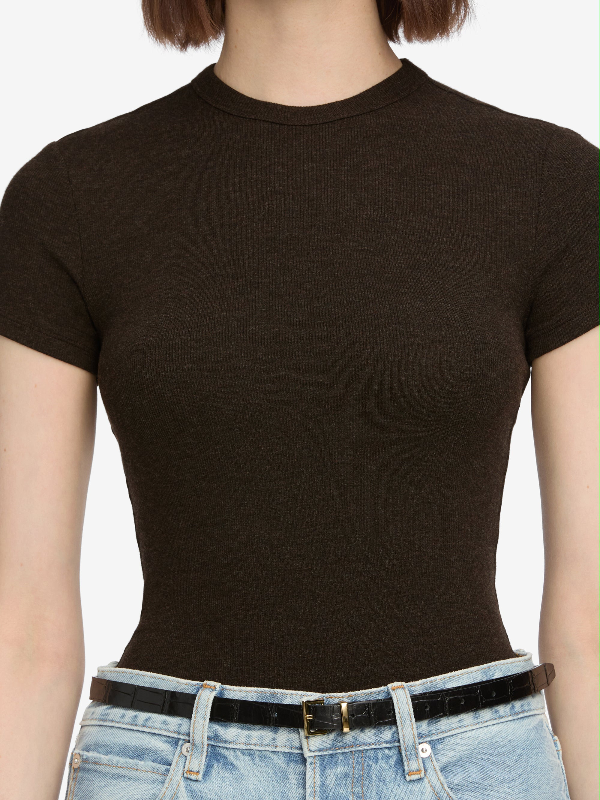 The Rib Baby Tee in Coffee - 4