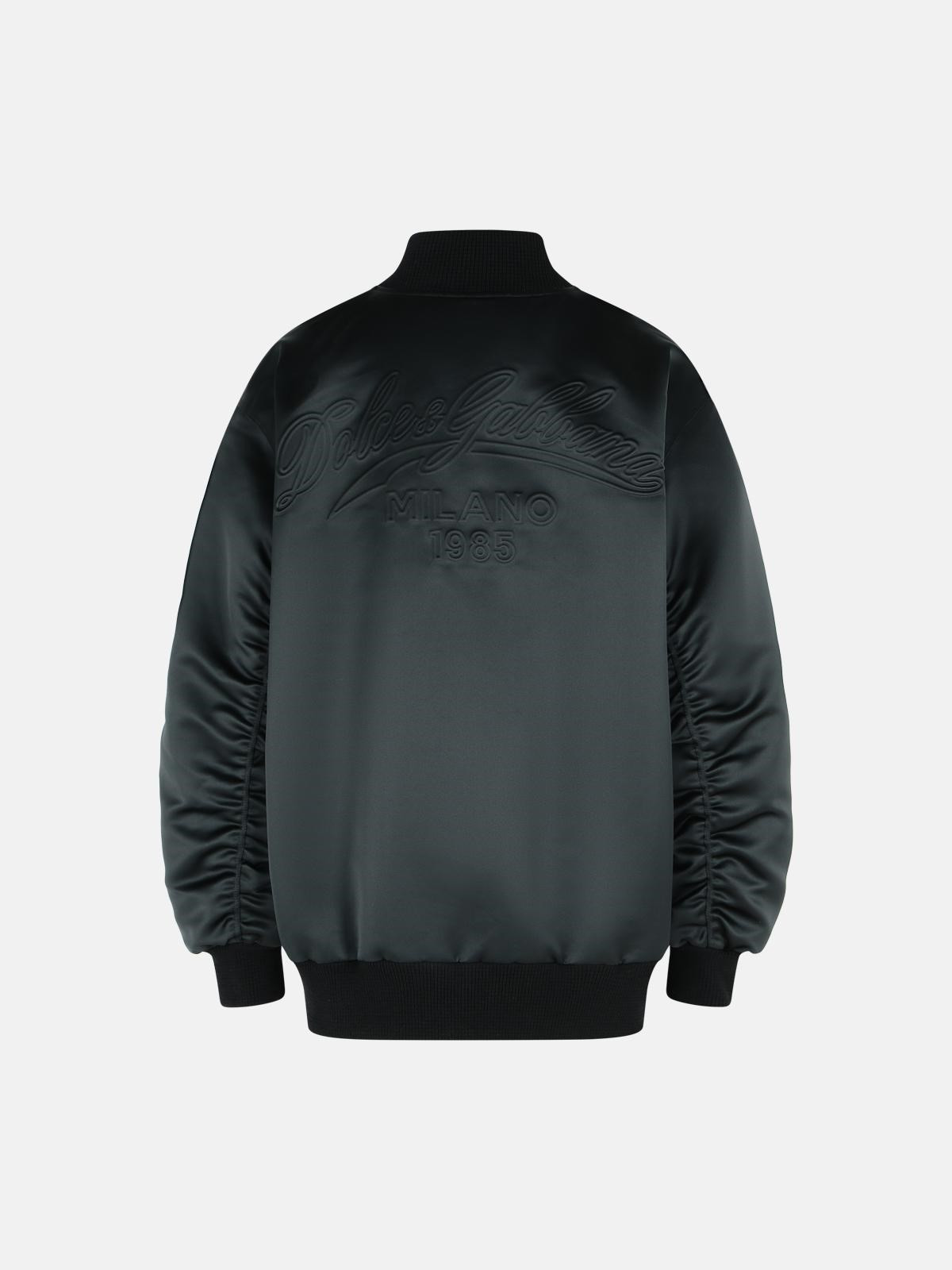 BLACK POLYESTER BOMBER JACKET - 3