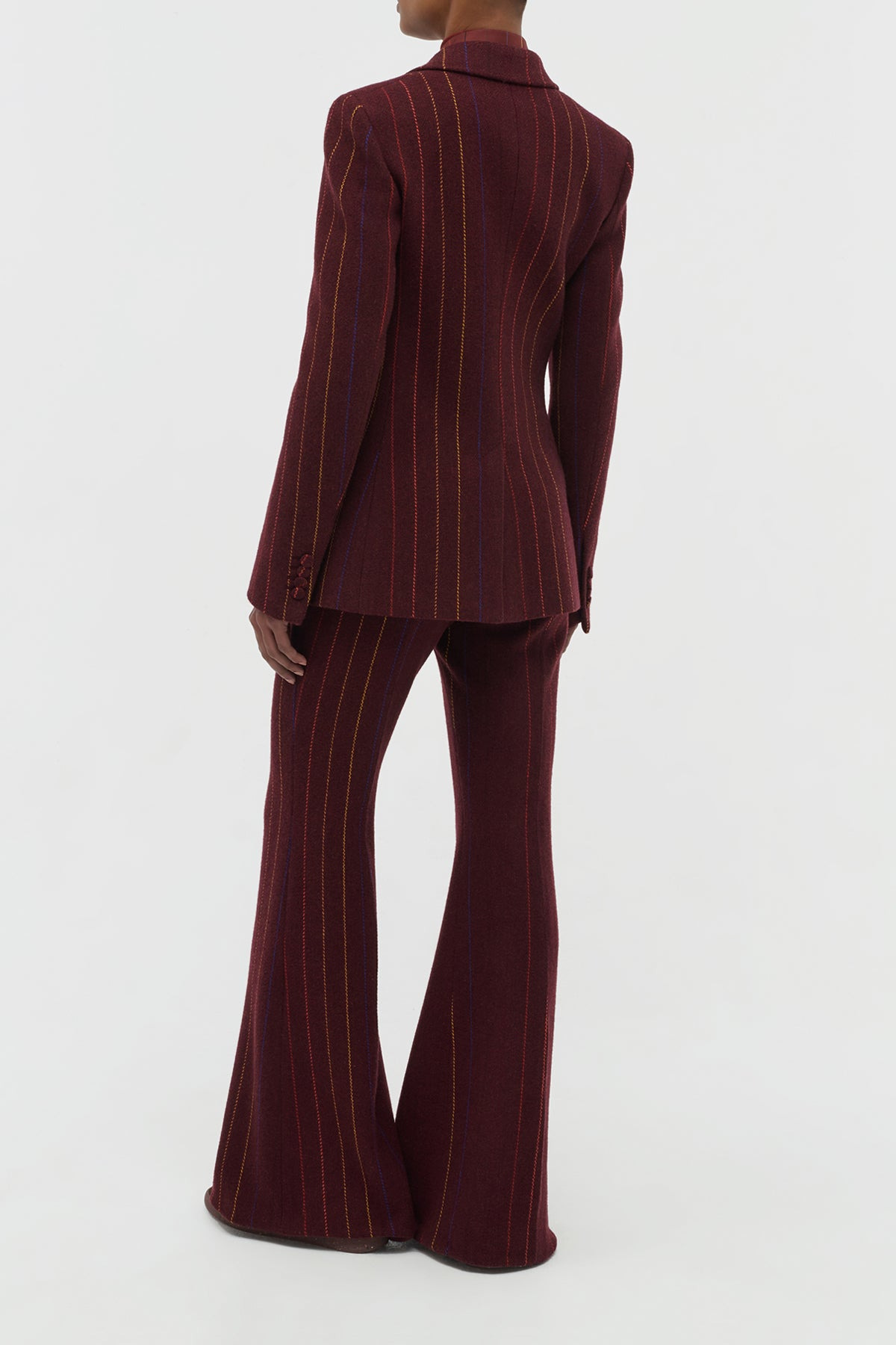 Leiva Blazer in Burnt Sienna Multi Pinstripe Wool Cashmere - 4