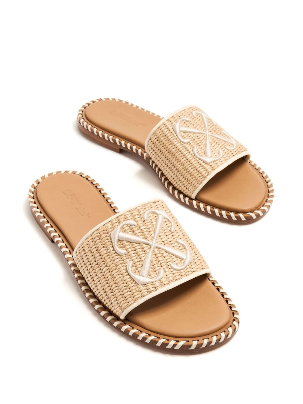 Twist Arrow-embroidered raffia slides - 2