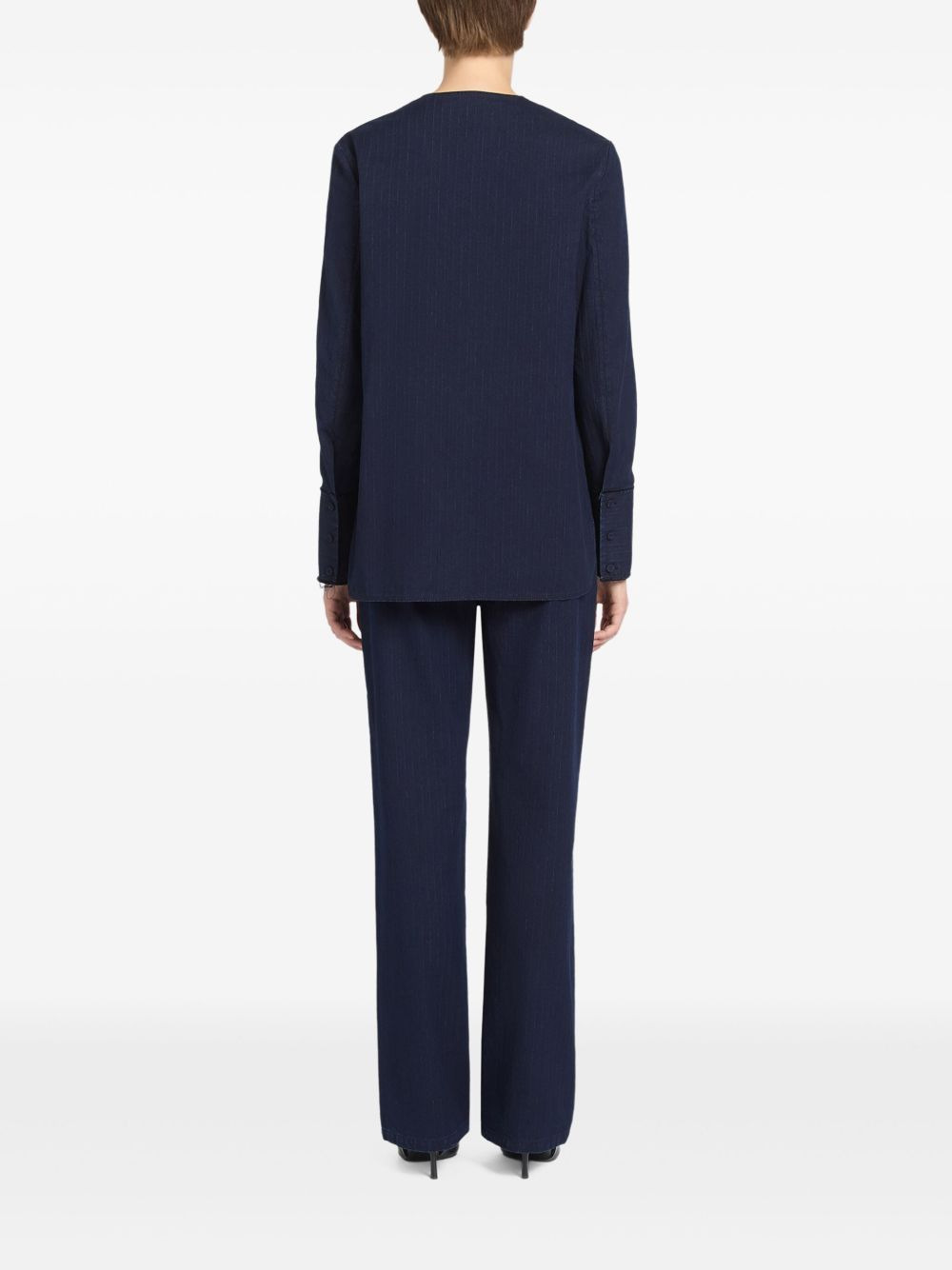 pinstripe asymmetrical shirt - 3