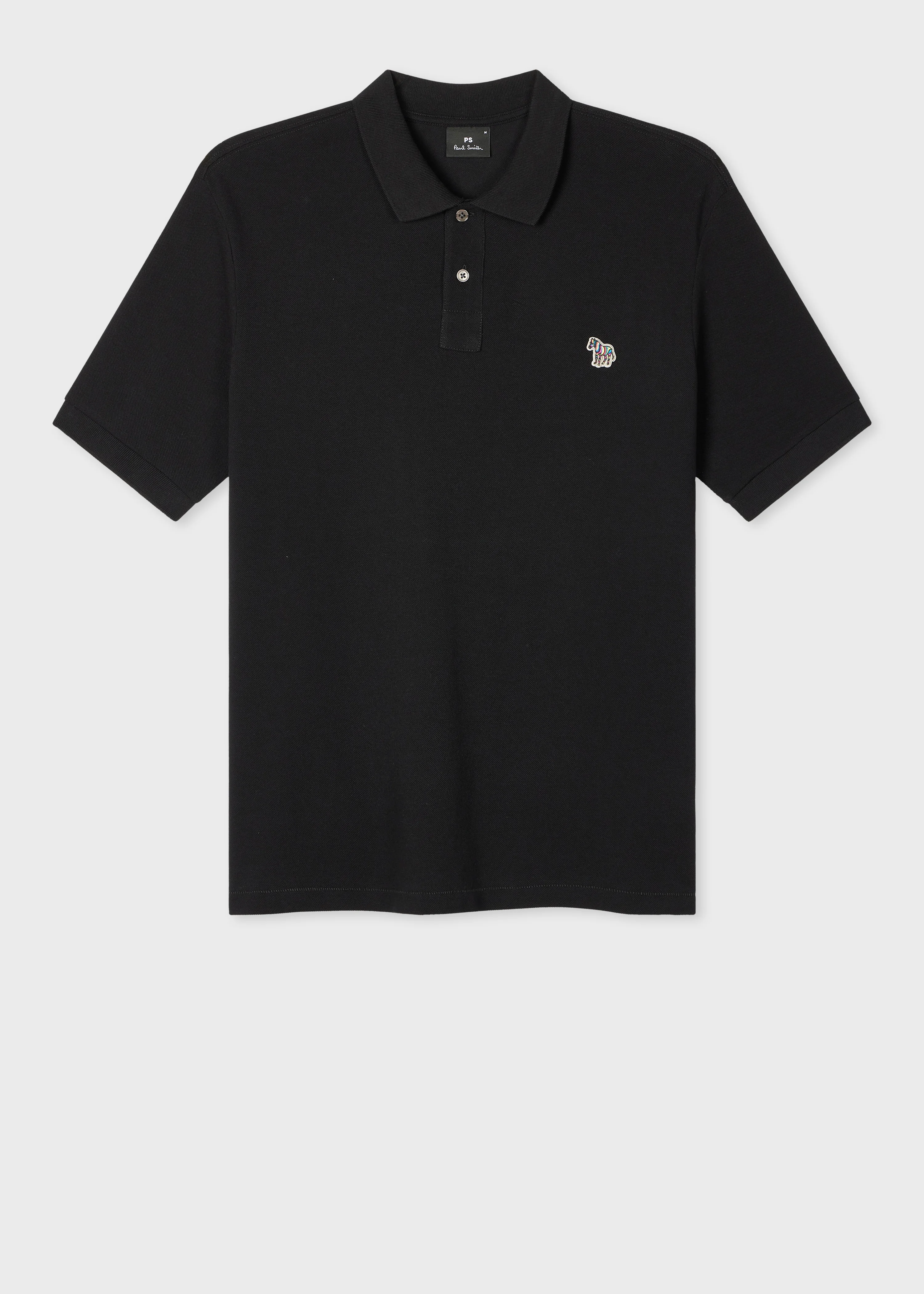 Black Cotton-Piqué Zebra Logo Polo Shirt - 1