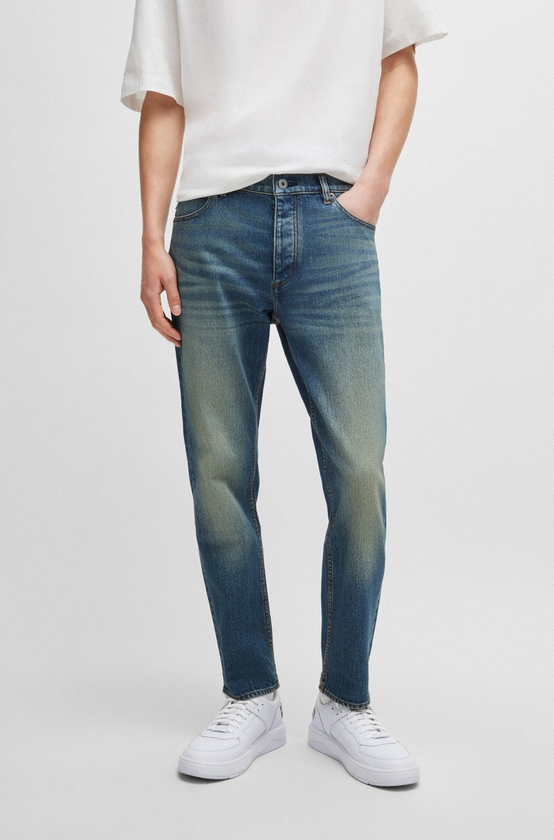 TAPERED-FIT JEANS IN BLUE TINTED DENIM 2