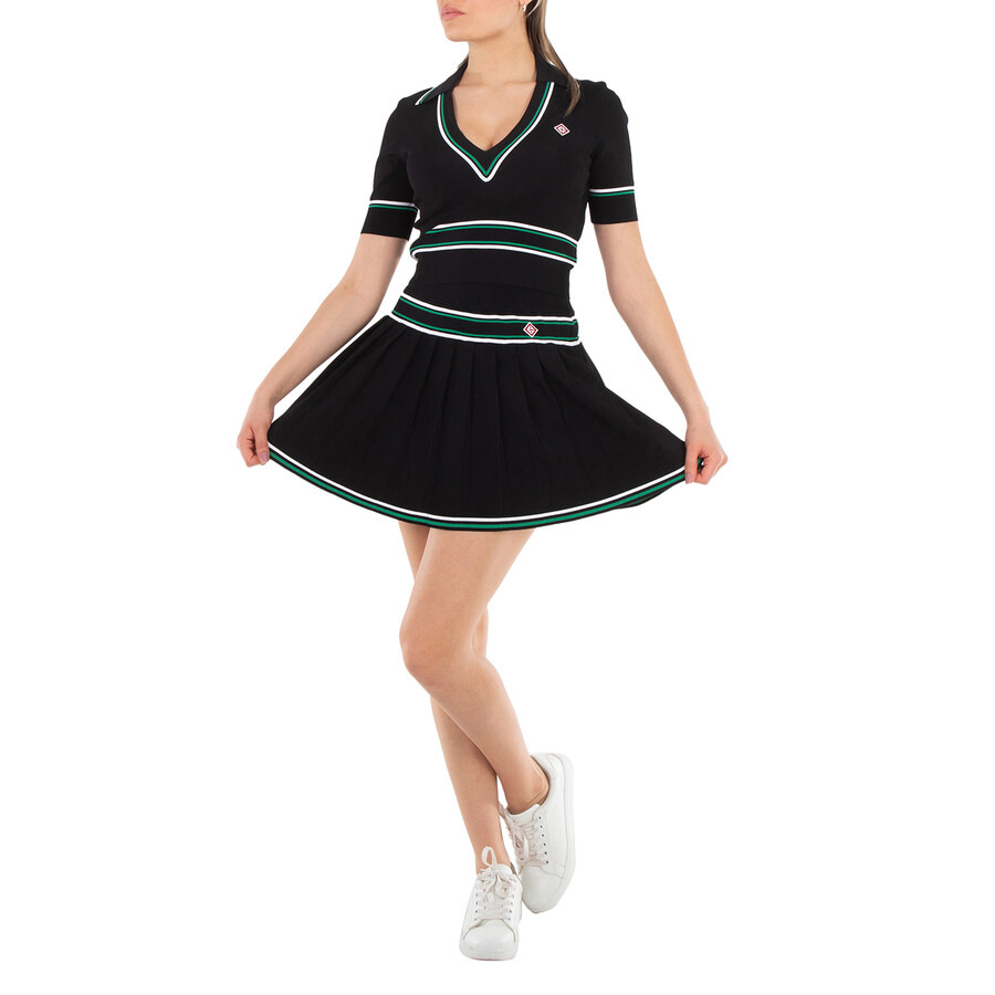 Casablanca Ladies Black Pleated Knit Skirt - 3