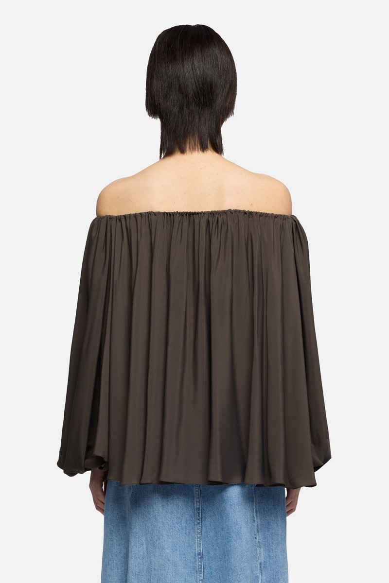 OFF SHOULDER BLOUSE in Silk Brownie 5