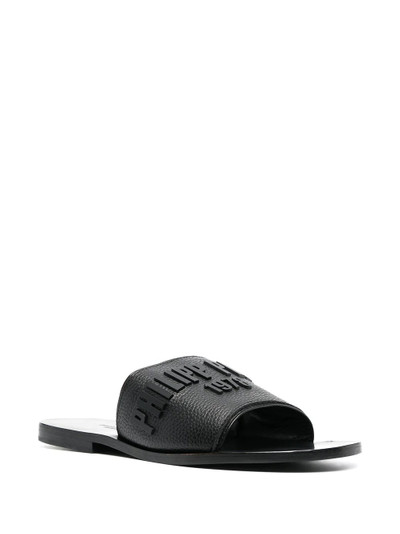 PHILIPP PLEIN logo-print leather slides outlook