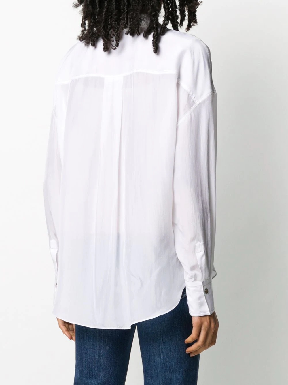 press-stud silk shirt - 4