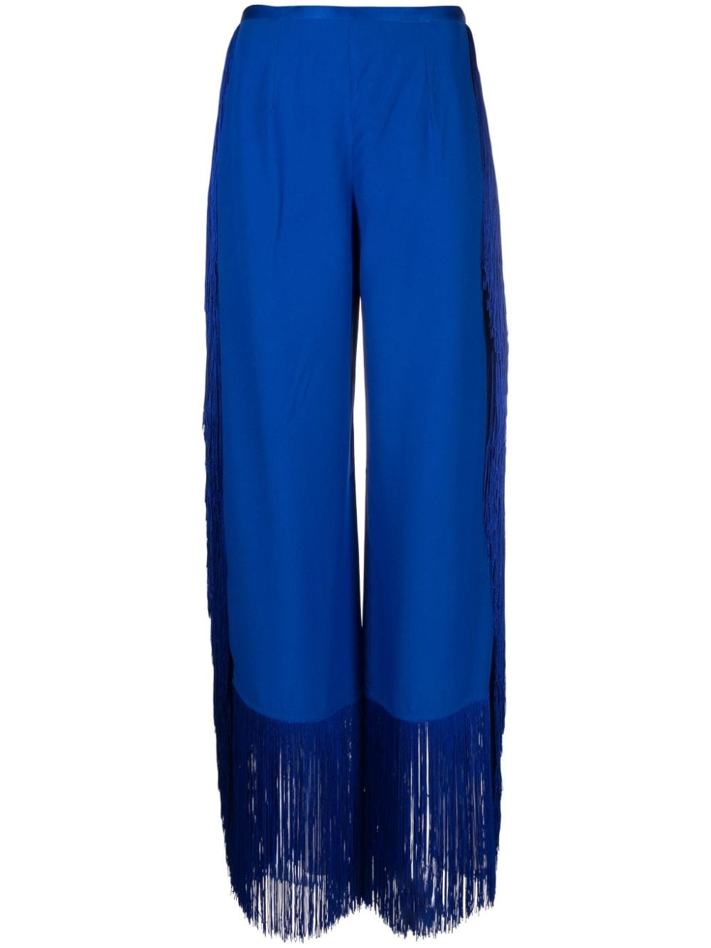 fringe-detailing zip-up flared trousers - 1