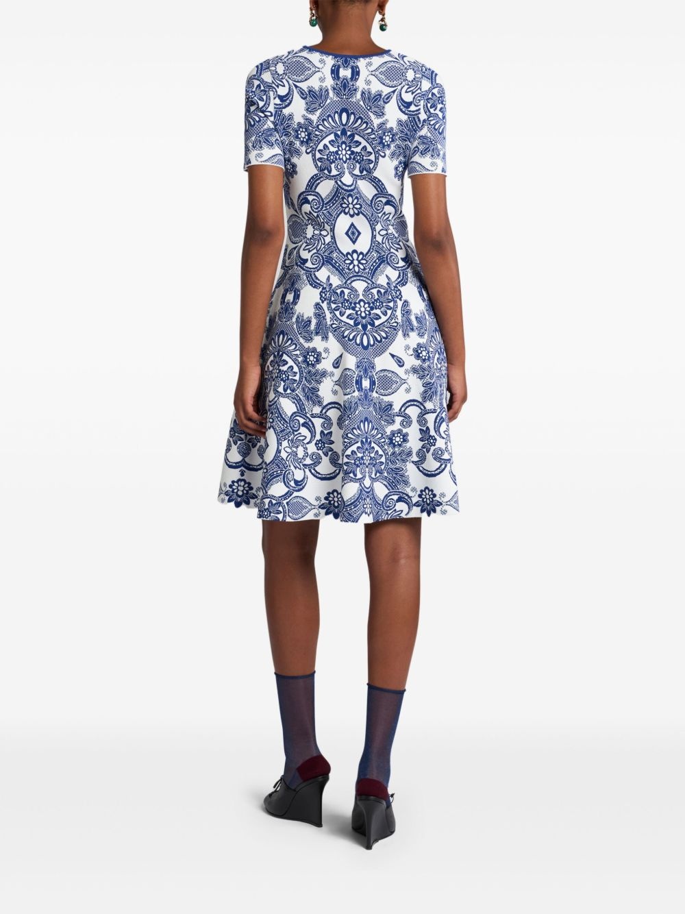 patterned-jacquard mini dress - 3