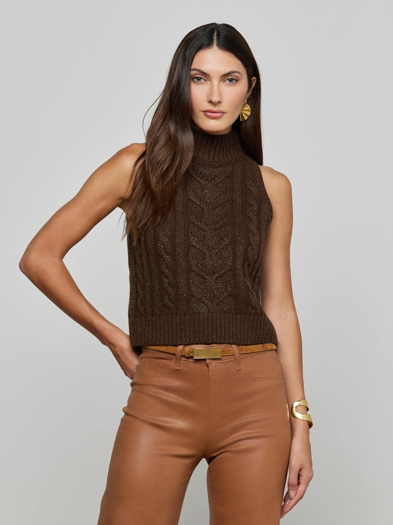 L'AGENCE Bellini Cable-Knit Turtleneck outlook